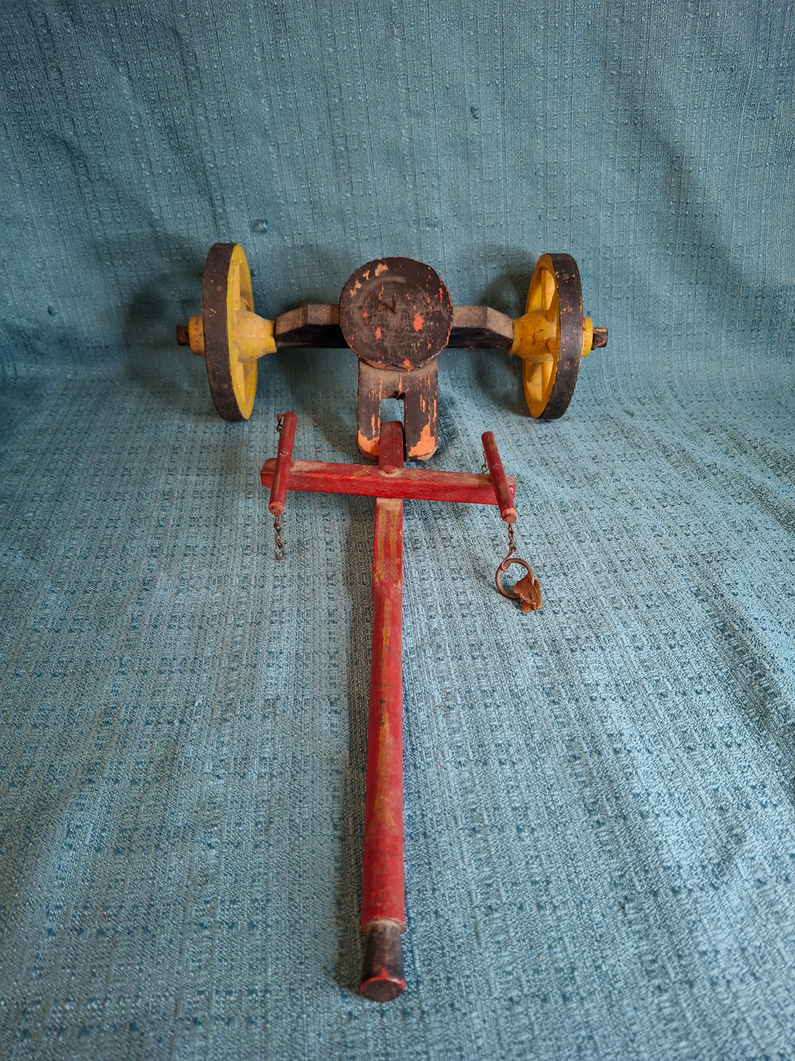 Antique Wooden Horse Drawn Wagon Toy c 1905 Converse Best Family Flour Large