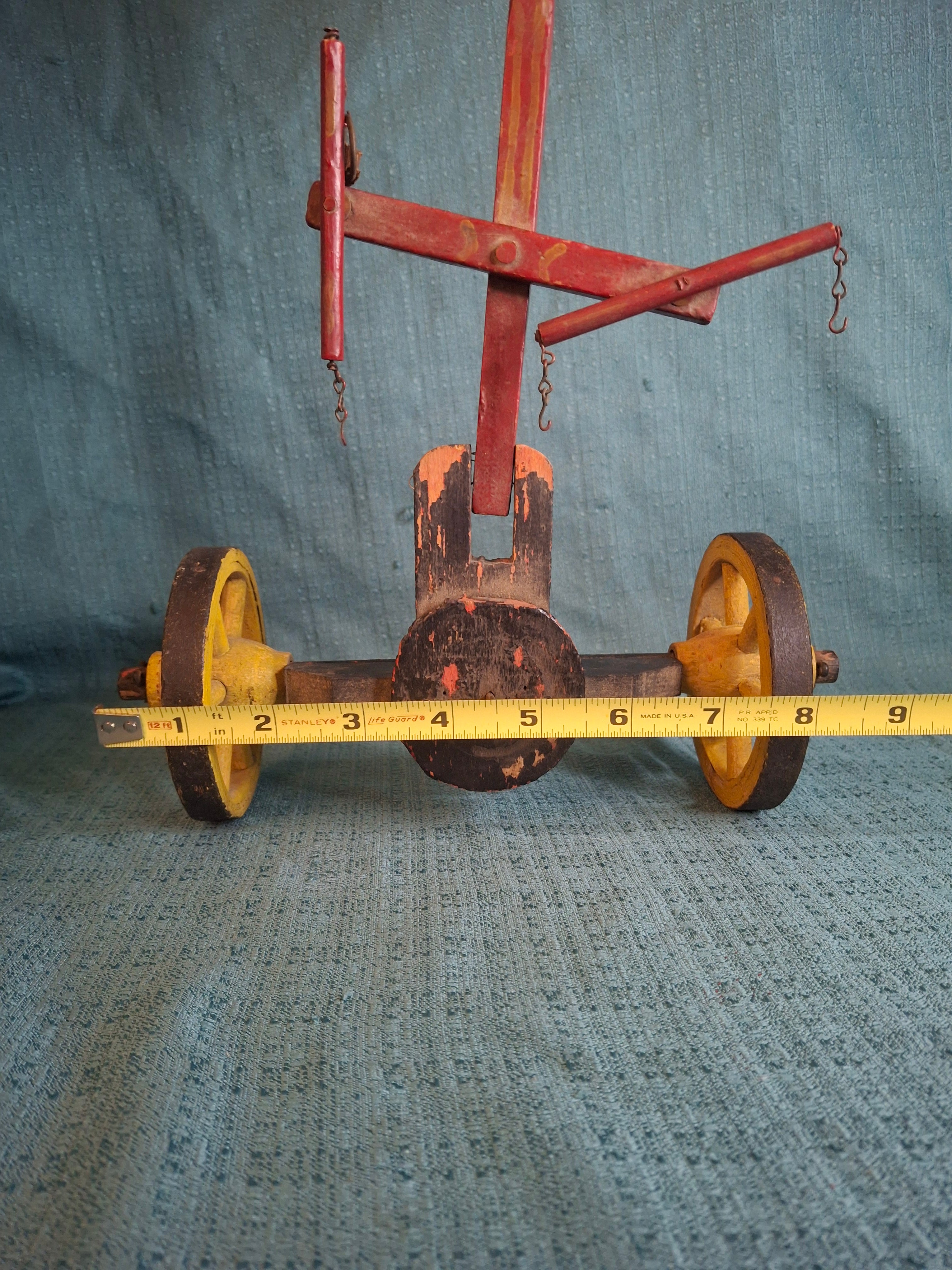 Antique Wooden Horse Drawn Wagon Toy c 1905 Converse Best Family Flour Large
