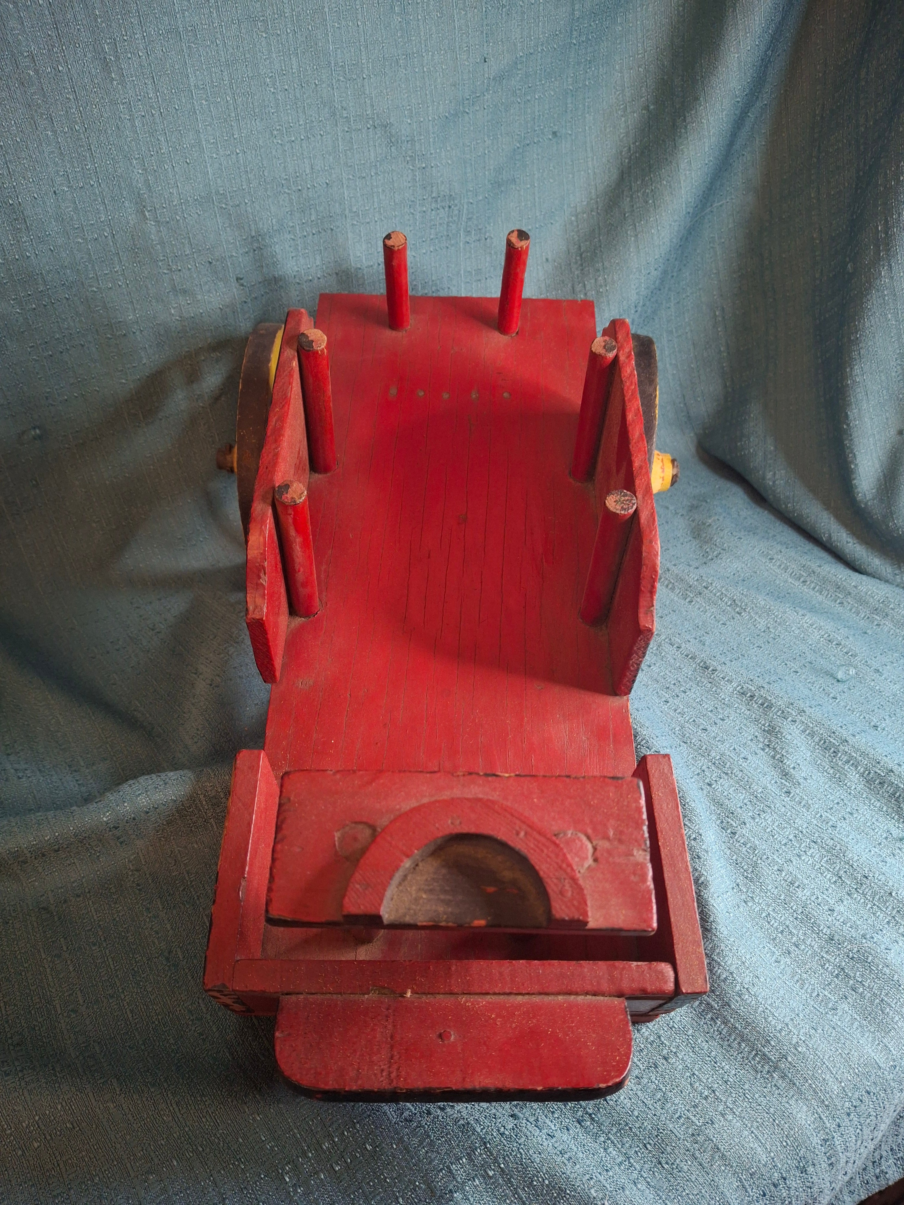 Antique Wooden Horse Drawn Wagon Toy c 1905 Converse Best Family Flour Large