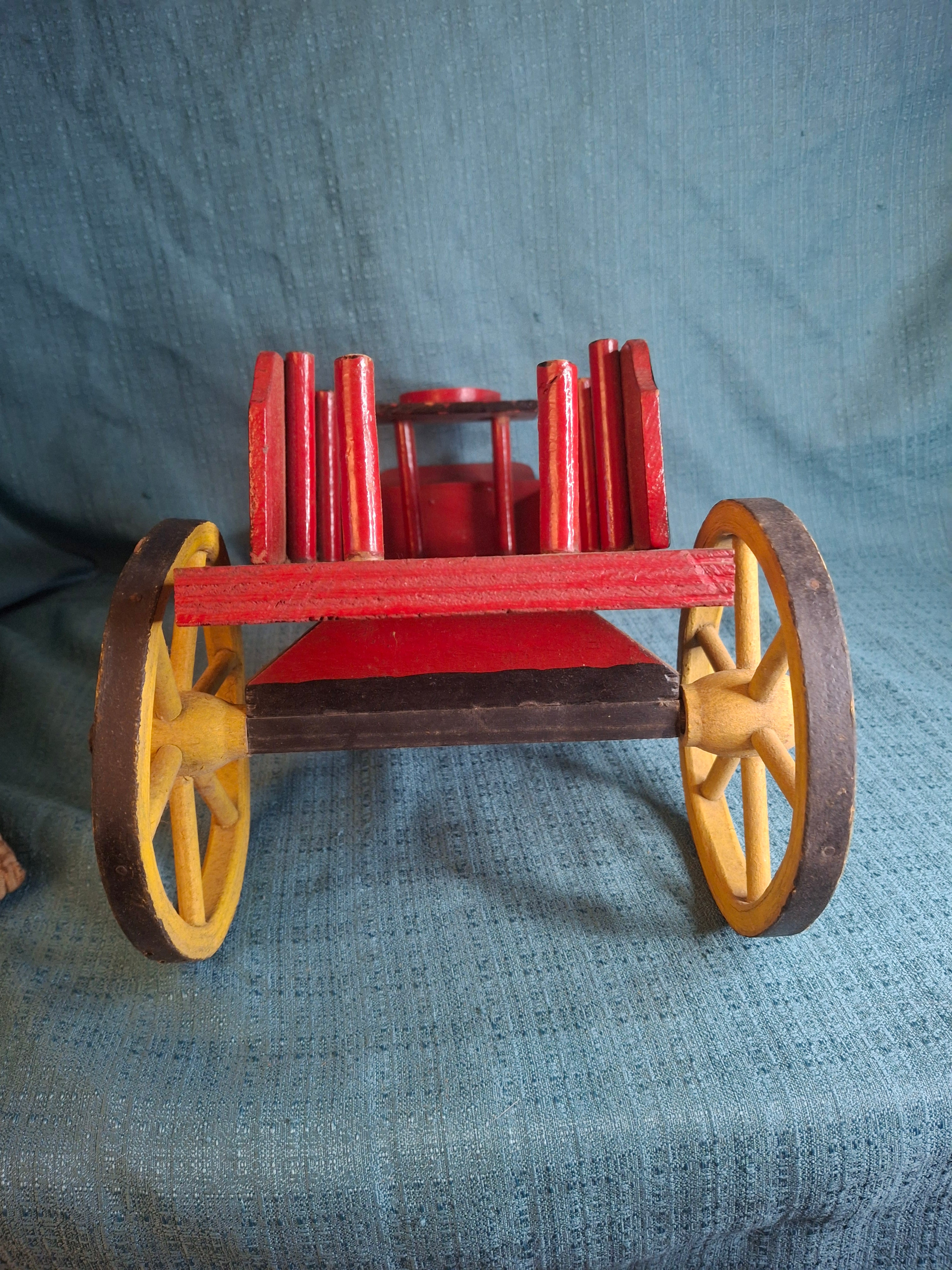 Antique Wooden Horse Drawn Wagon Toy c 1905 Converse Best Family Flour Large