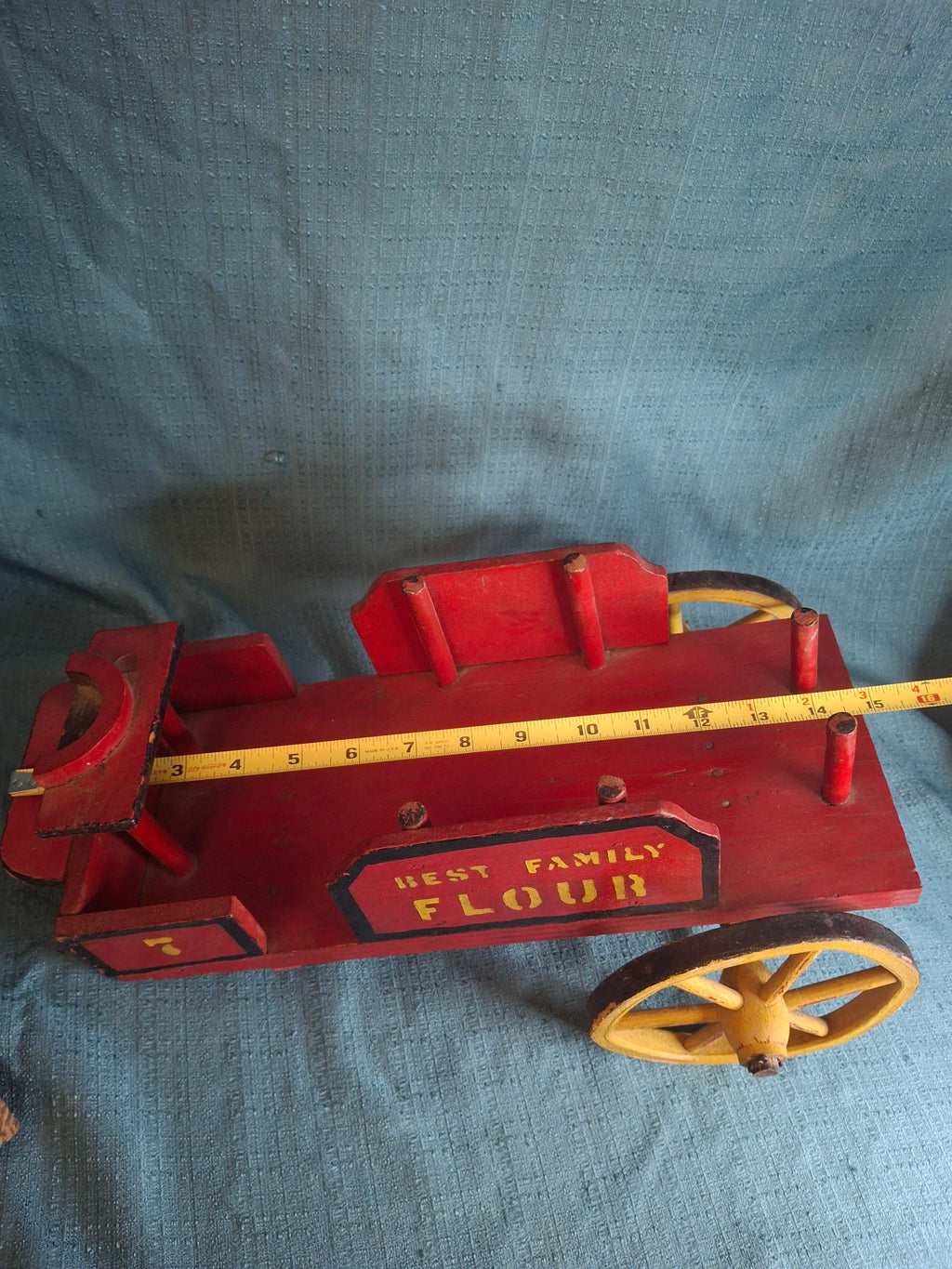 Antique Wooden Horse Drawn Wagon Toy c 1905 Converse Best Family Flour Large