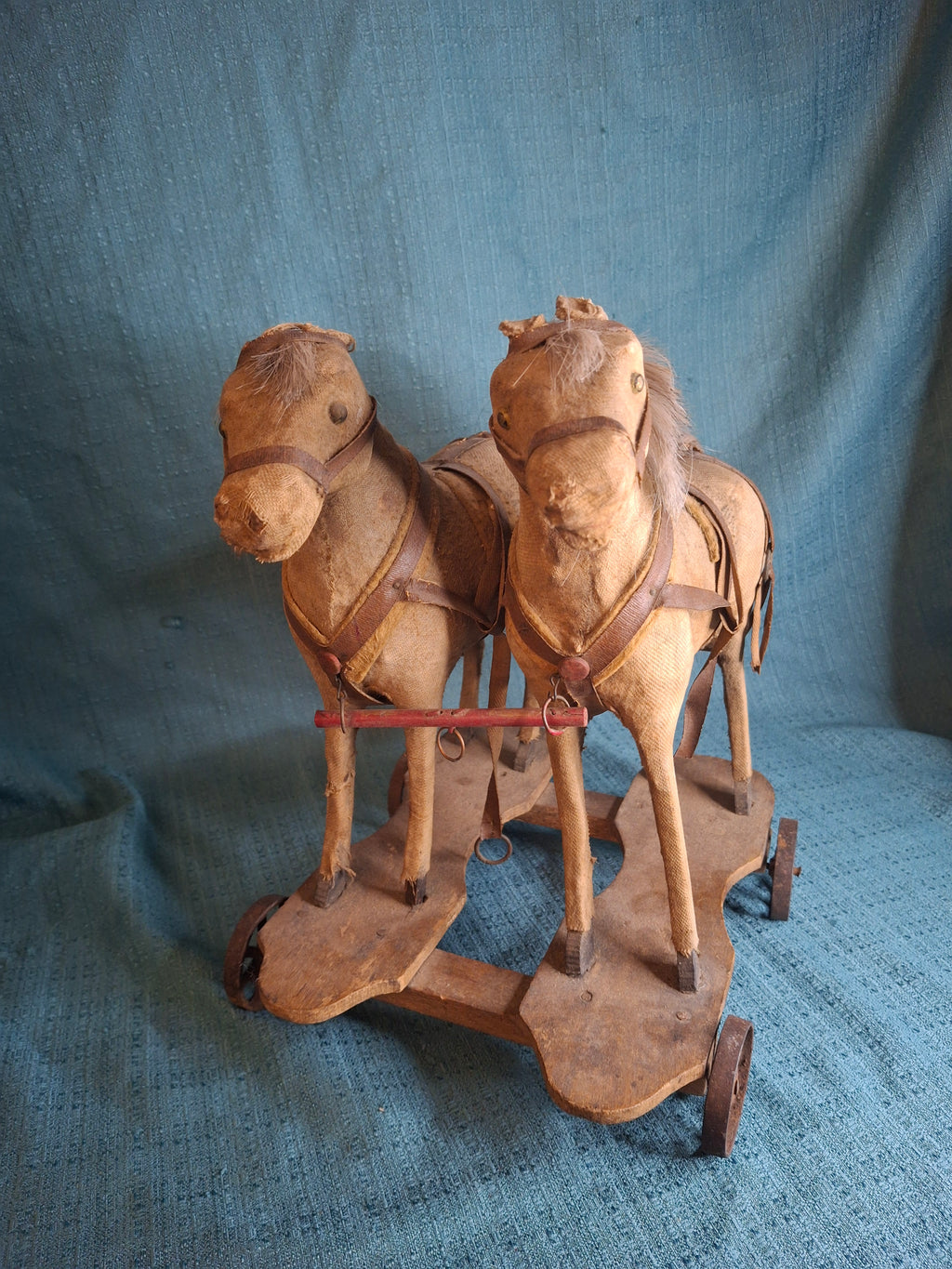 Antique Wooden Horse Drawn Wagon Toy c 1905 Converse Best Family Flour Large