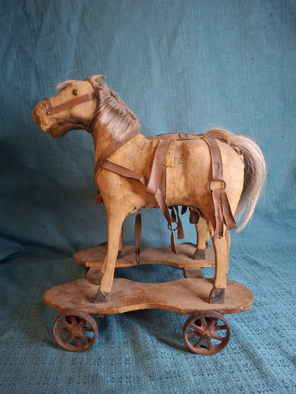 Antique Wooden Horse Drawn Wagon Toy c 1905 Converse Best Family Flour Large