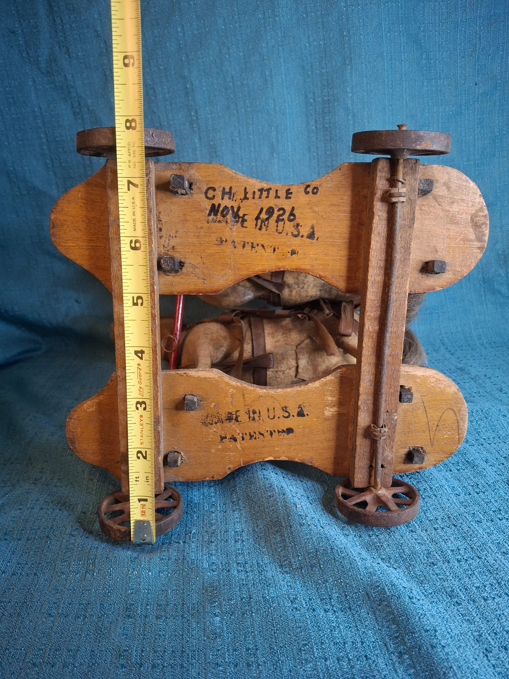 Antique Wooden Horse Drawn Wagon Toy c 1905 Converse Best Family Flour Large