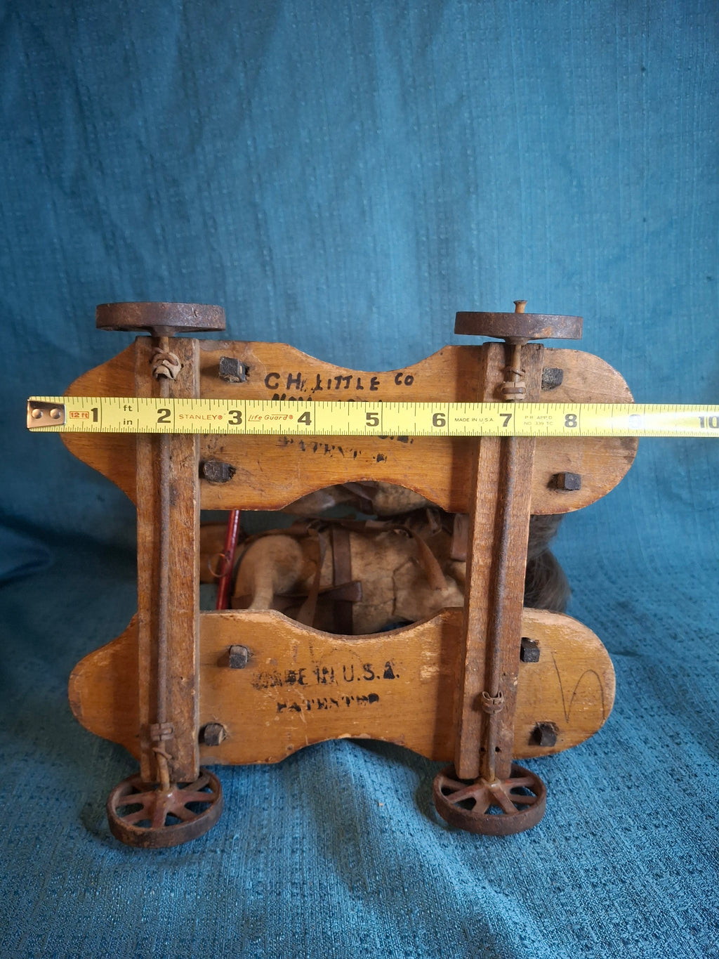 Antique Wooden Horse Drawn Wagon Toy c 1905 Converse Best Family Flour Large