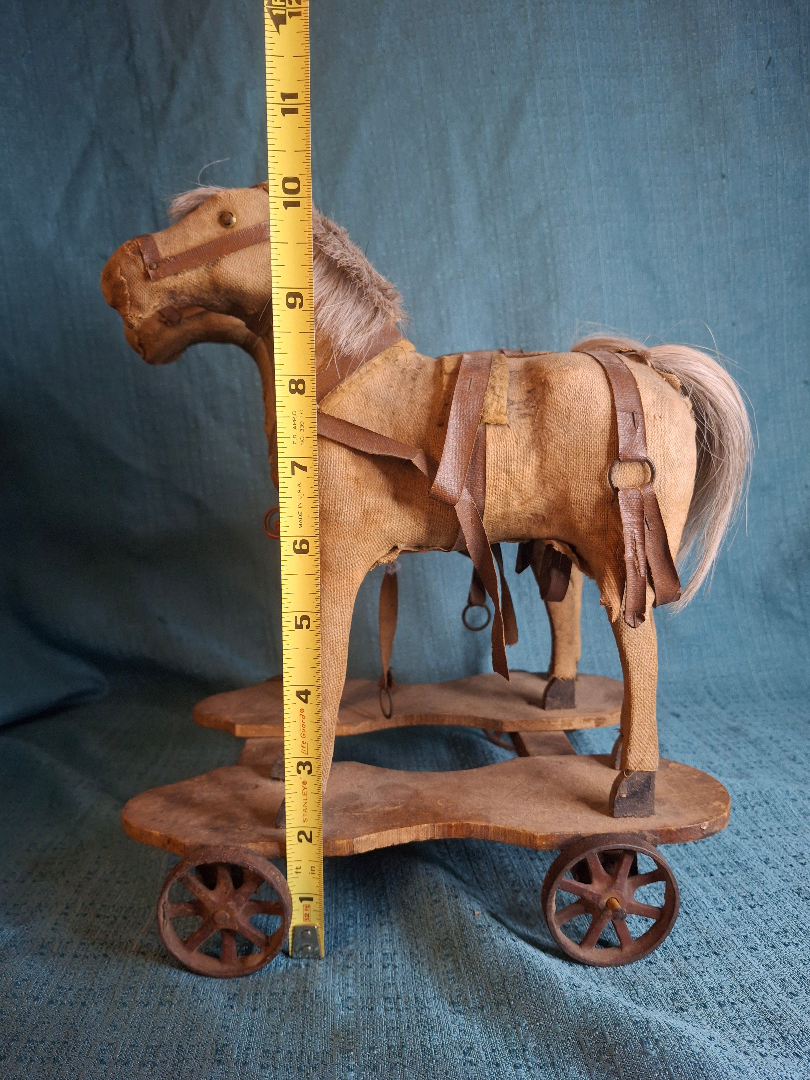 Antique Wooden Horse Drawn Wagon Toy c 1905 Converse Best Family Flour Large