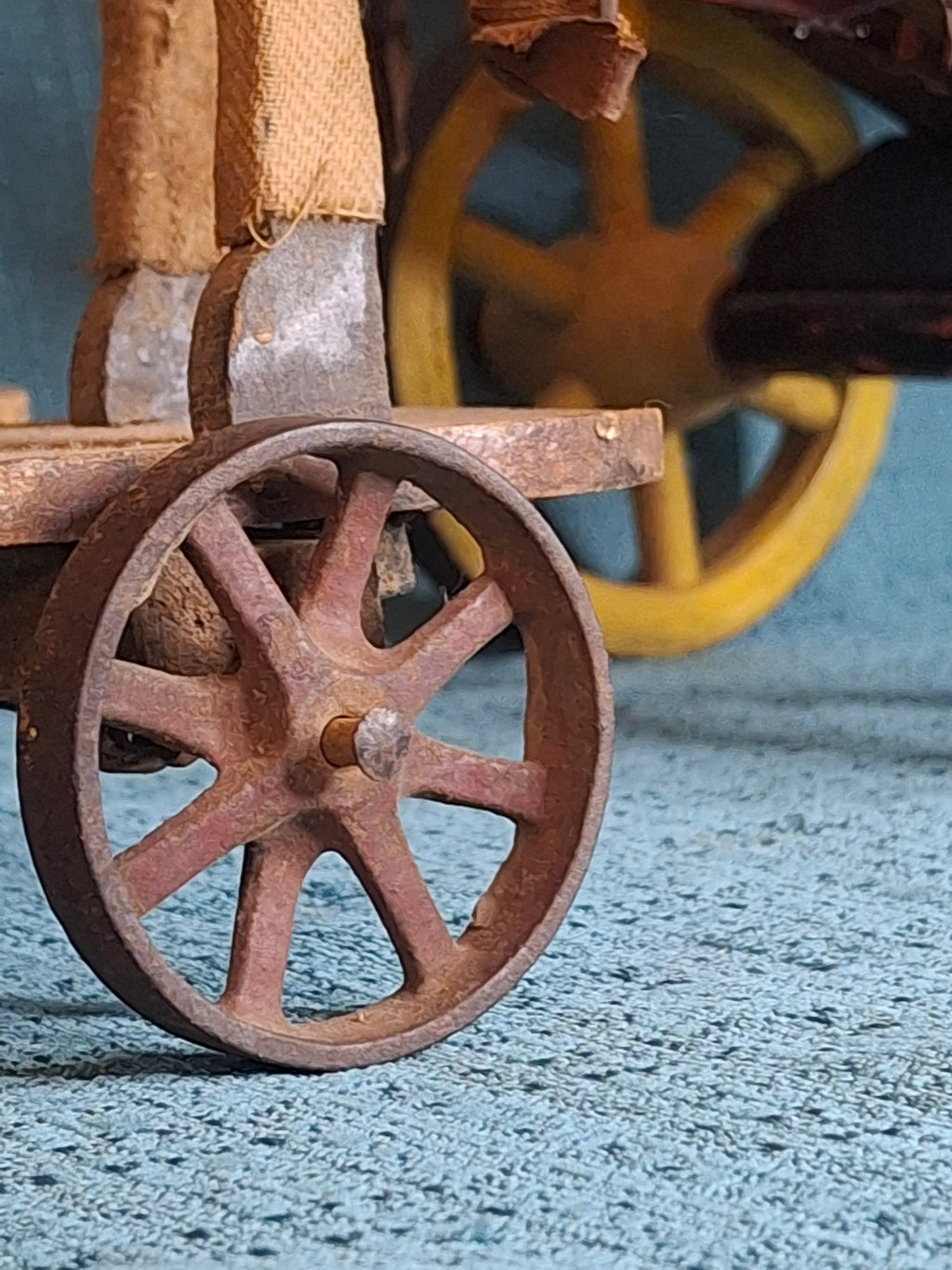 Antique Wooden Horse Drawn Wagon Toy c 1905 Converse Best Family Flour Large