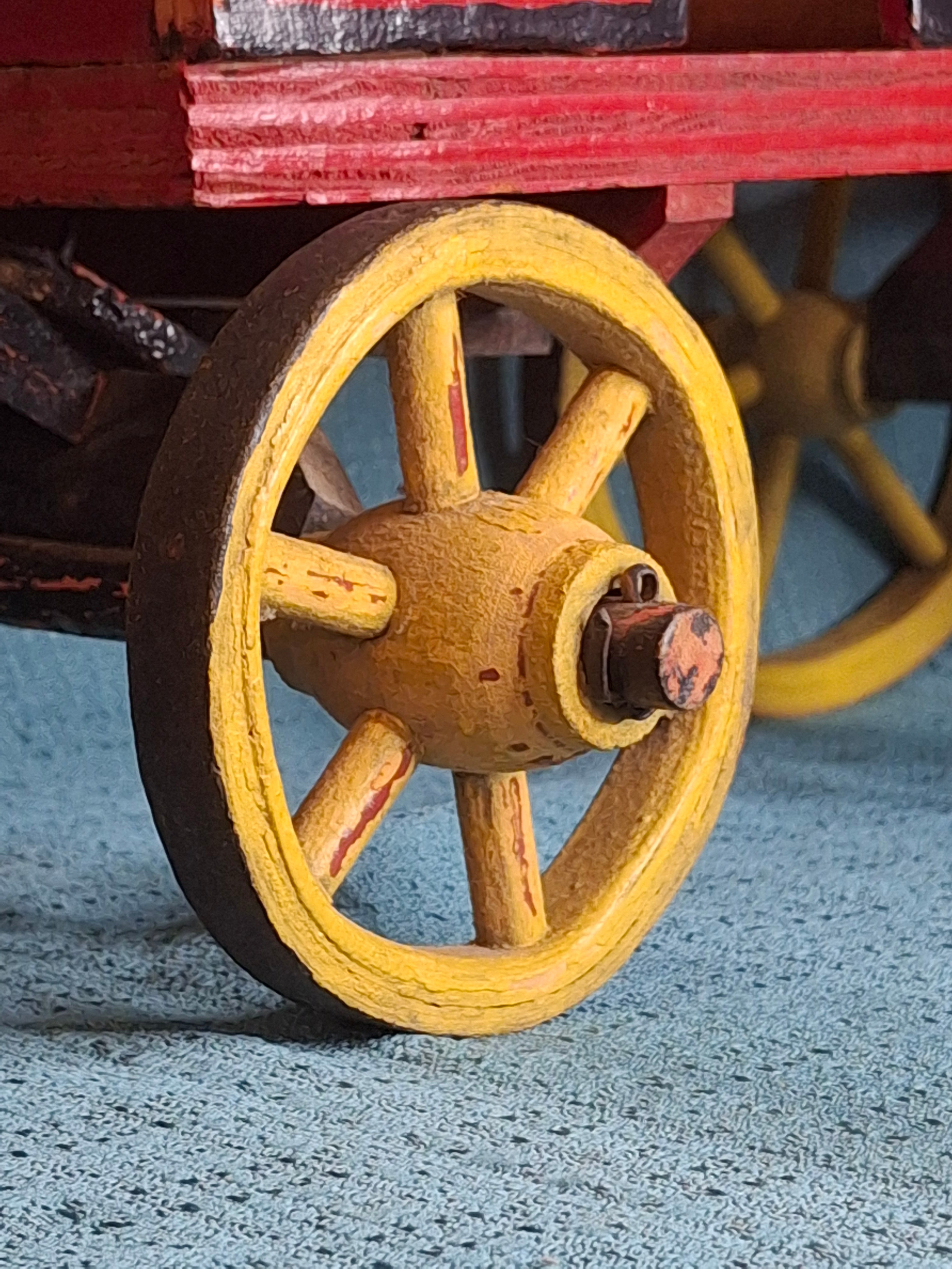 Antique Wooden Horse Drawn Wagon Toy c 1905 Converse Best Family Flour Large