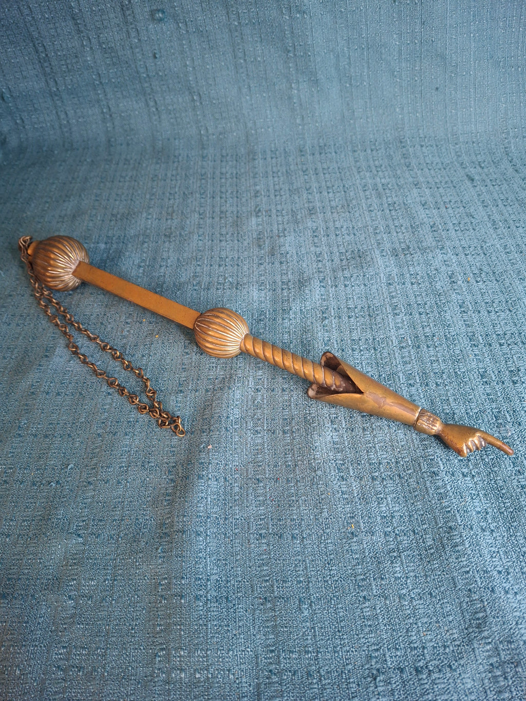 MUSEUM QUALITY Antique Brass Torah Pointer Heavy 141g Yad 19th Century European Judaica