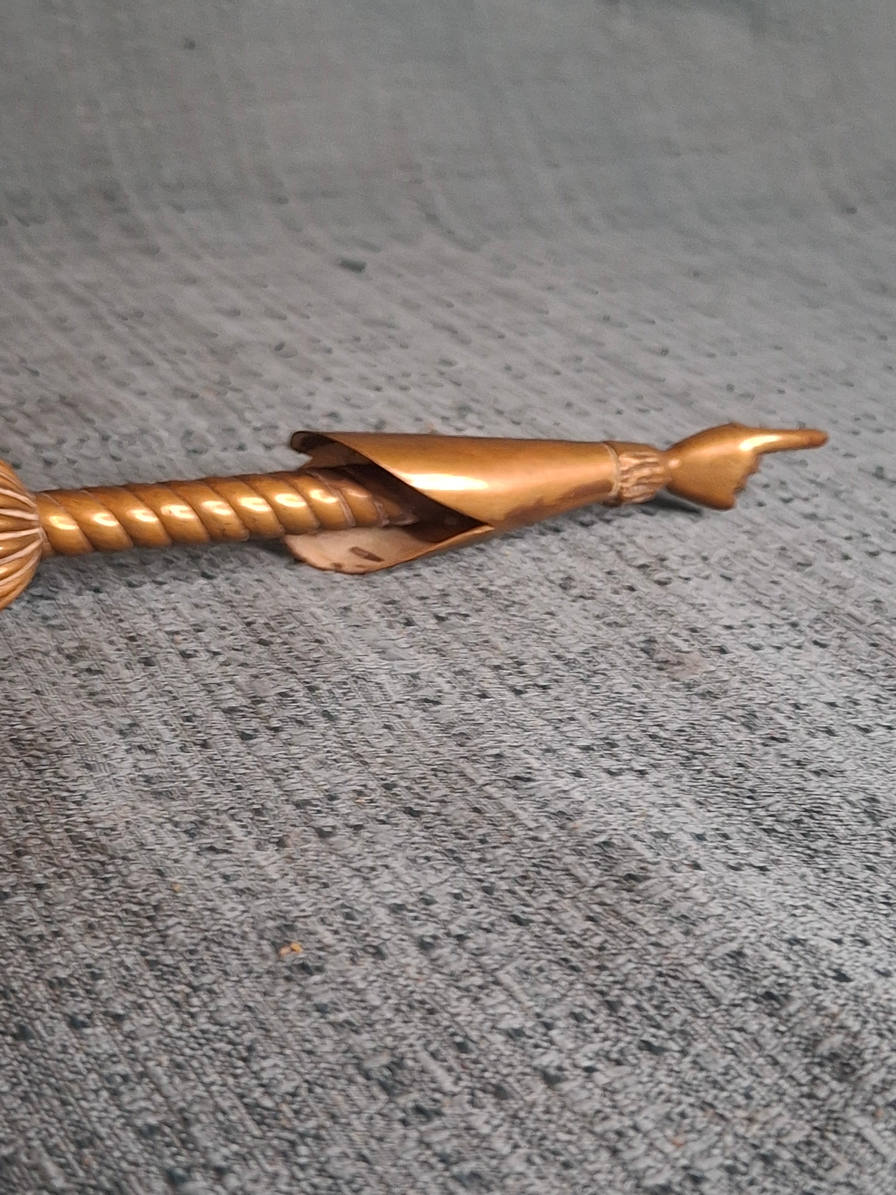 MUSEUM QUALITY Antique Brass Torah Pointer Heavy 141g Yad 19th Century European Judaica