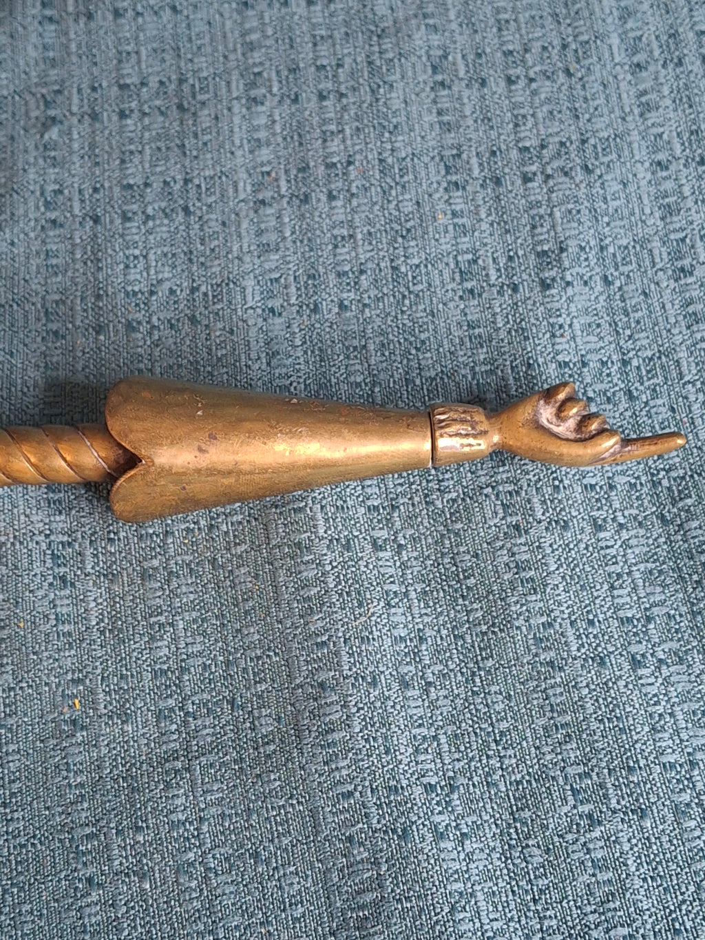 MUSEUM QUALITY Antique Brass Torah Pointer Heavy 141g Yad 19th Century European Judaica