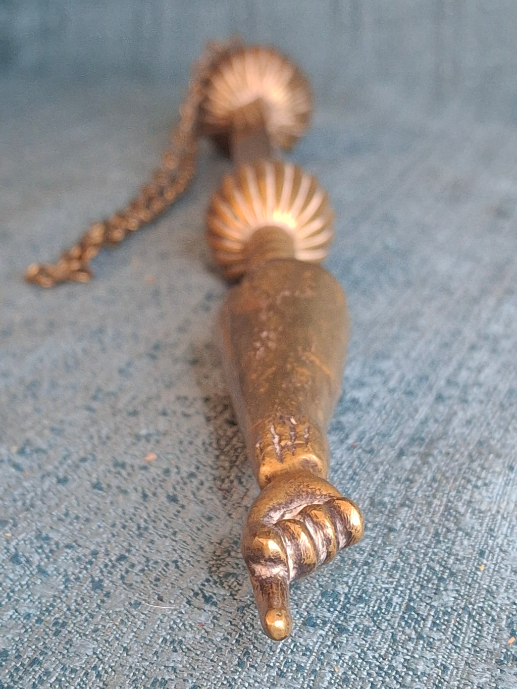 MUSEUM QUALITY Antique Brass Torah Pointer Heavy 141g Yad 19th Century European Judaica