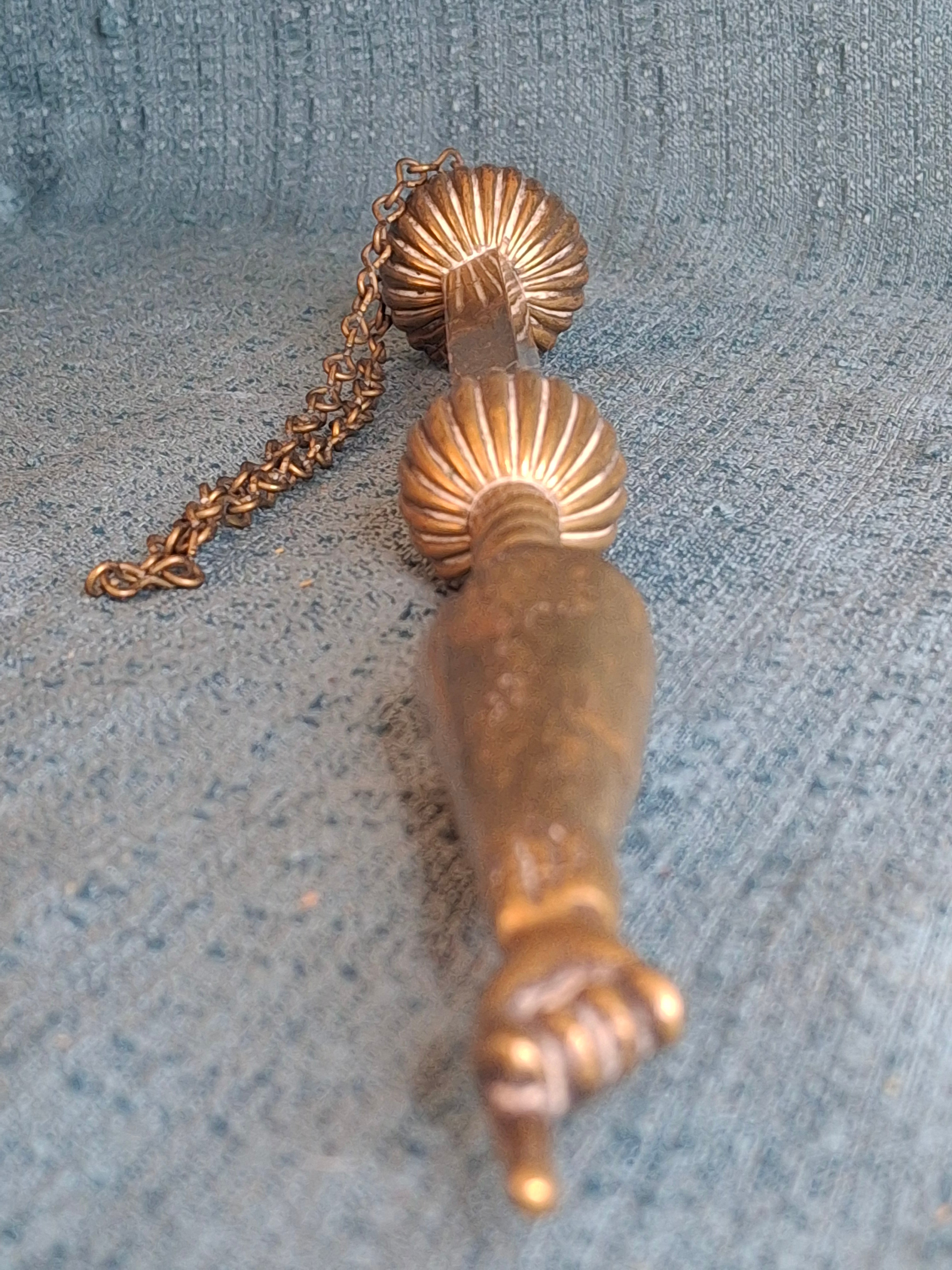 MUSEUM QUALITY Antique Brass Torah Pointer Heavy 141g Yad 19th Century European Judaica