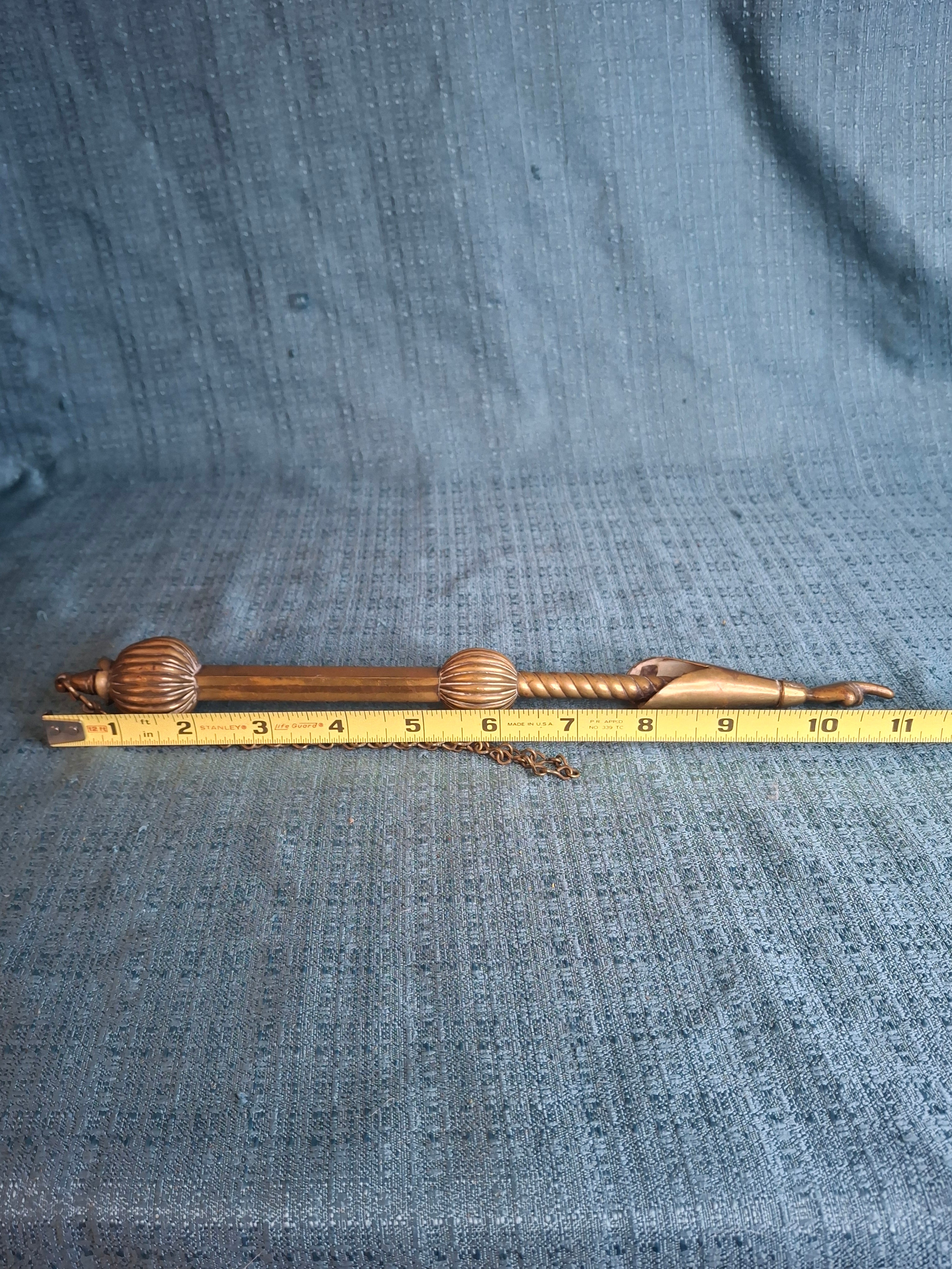 MUSEUM QUALITY Antique Brass Torah Pointer Heavy 141g Yad 19th Century European Judaica