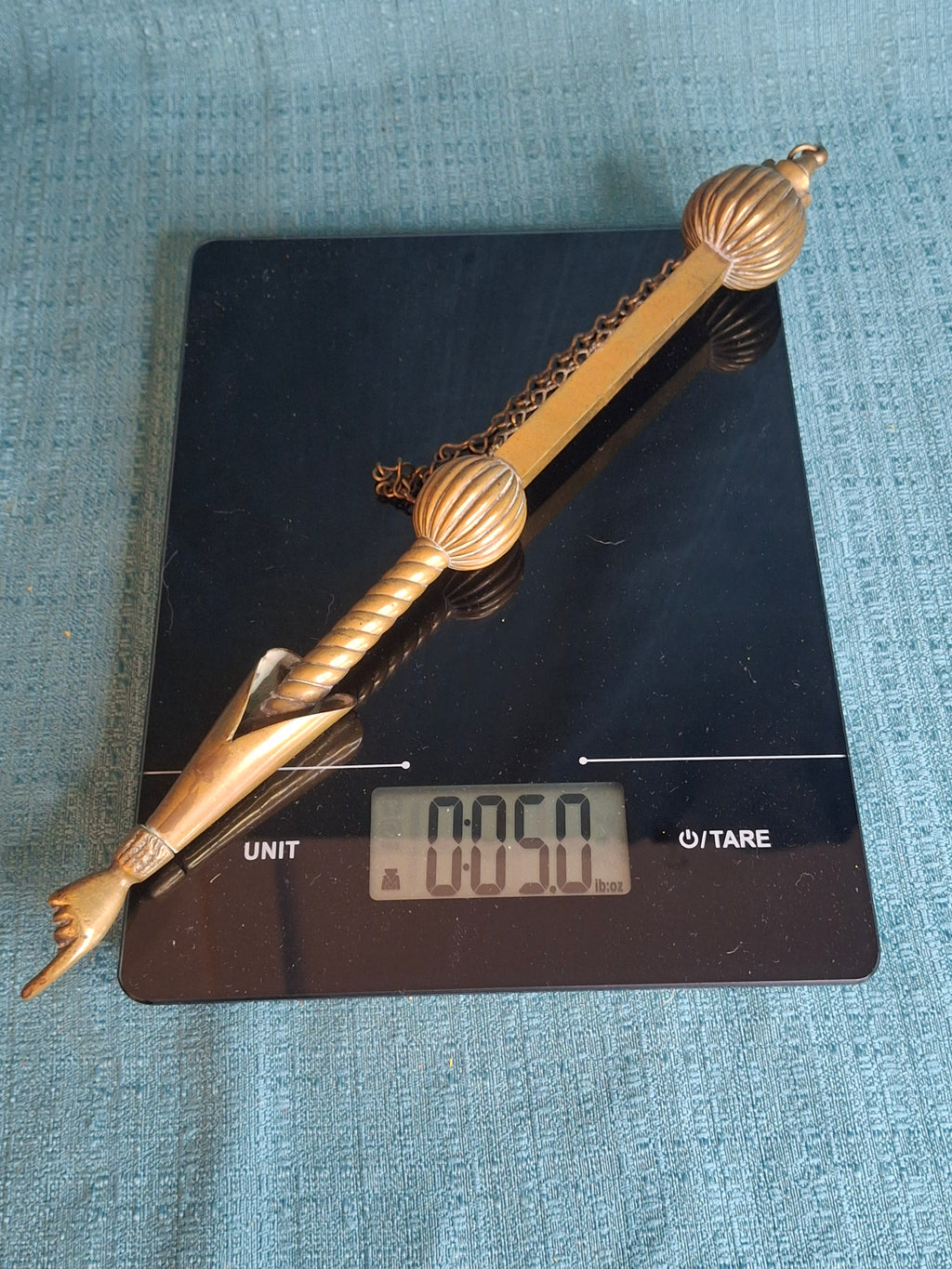 MUSEUM QUALITY Antique Brass Torah Pointer Heavy 141g Yad 19th Century European Judaica
