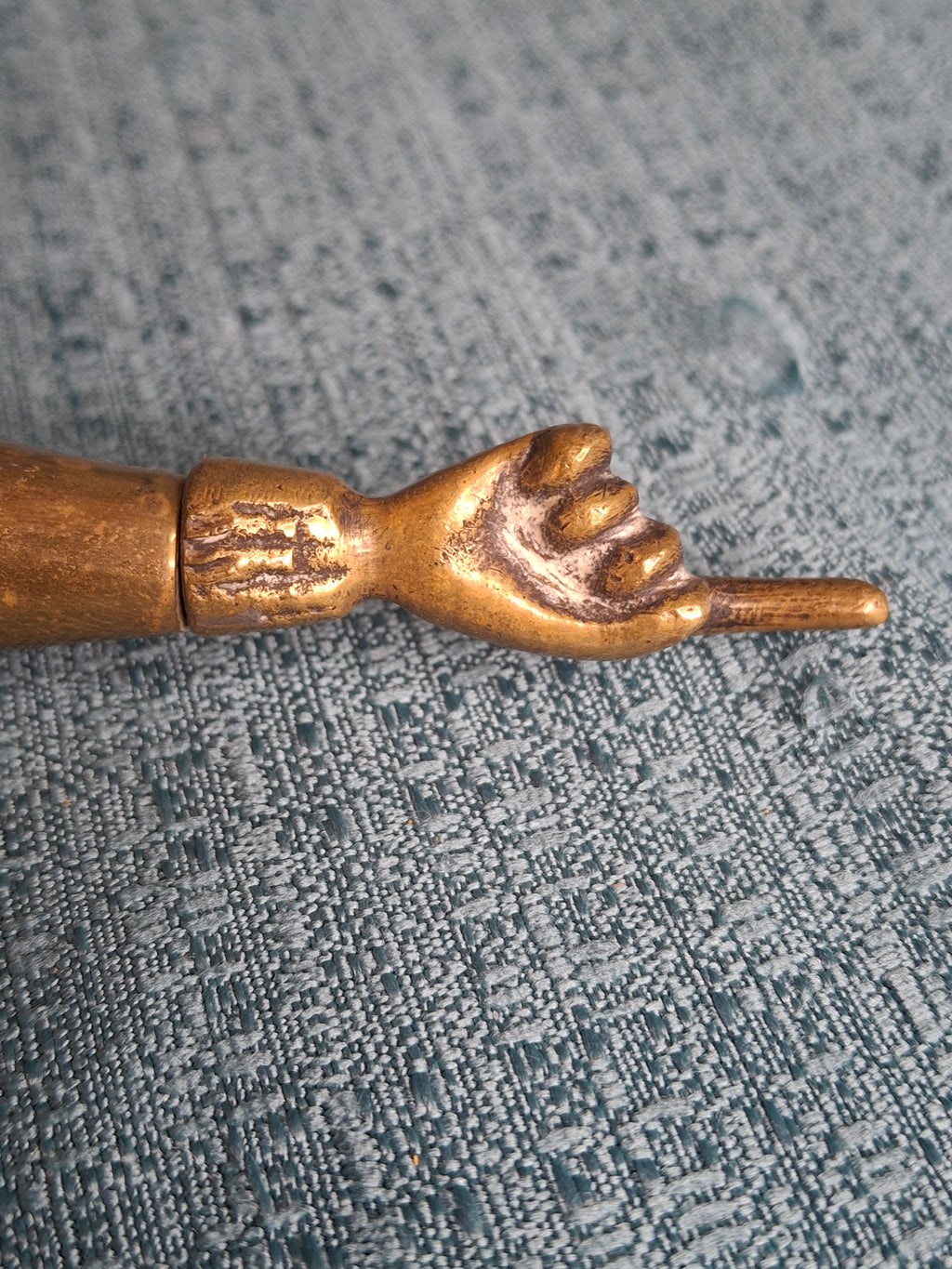 HISTORIC 19th C Brass Torah Pointer Heavy 131g Yad 11" European Judaica