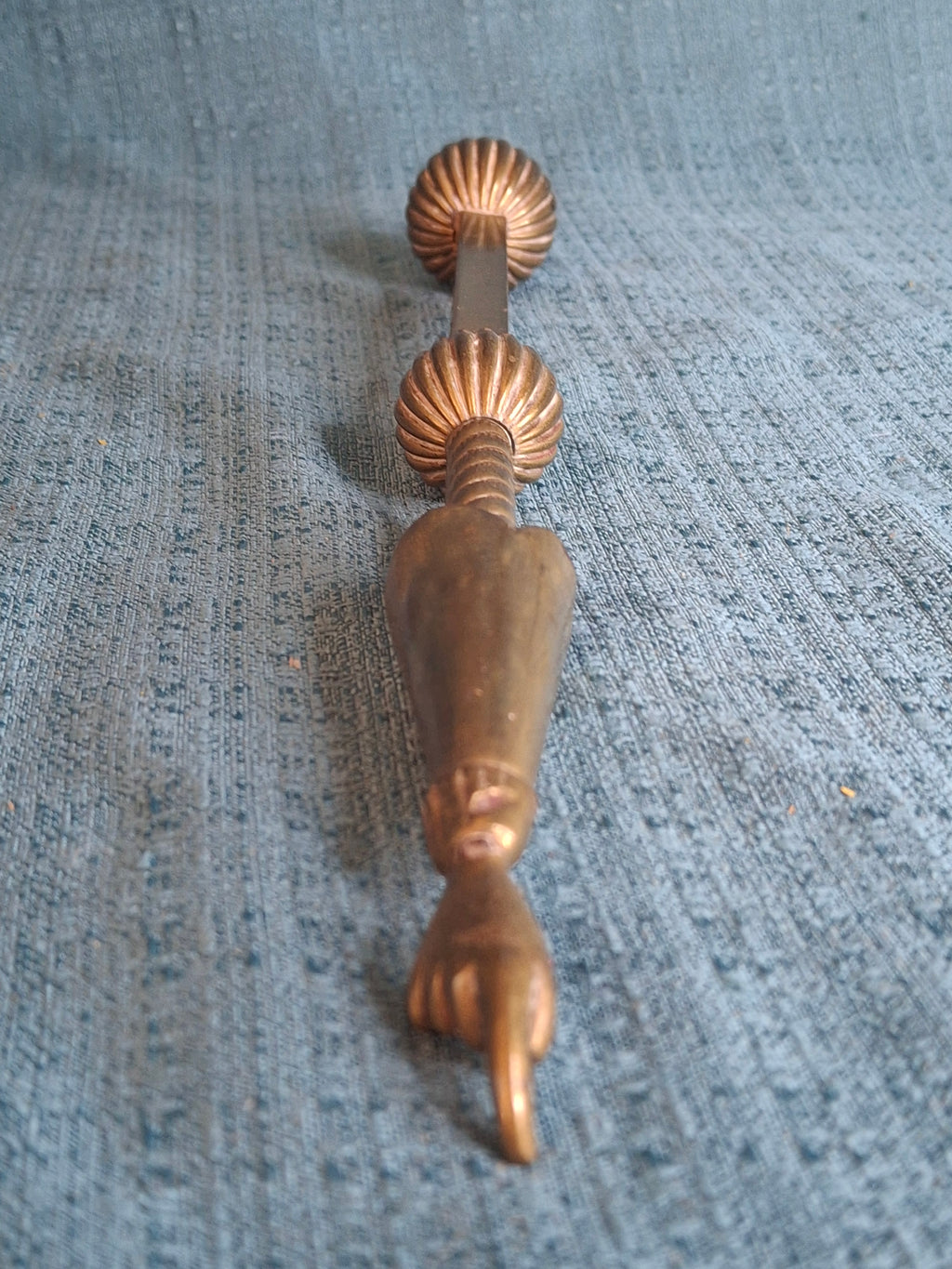 HISTORIC 19th C Brass Torah Pointer Heavy 131g Yad 11" European Judaica