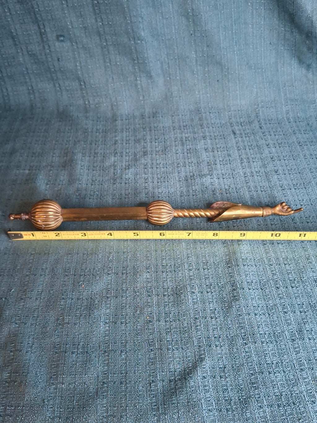 HISTORIC 19th C Brass Torah Pointer Heavy 131g Yad 11" European Judaica