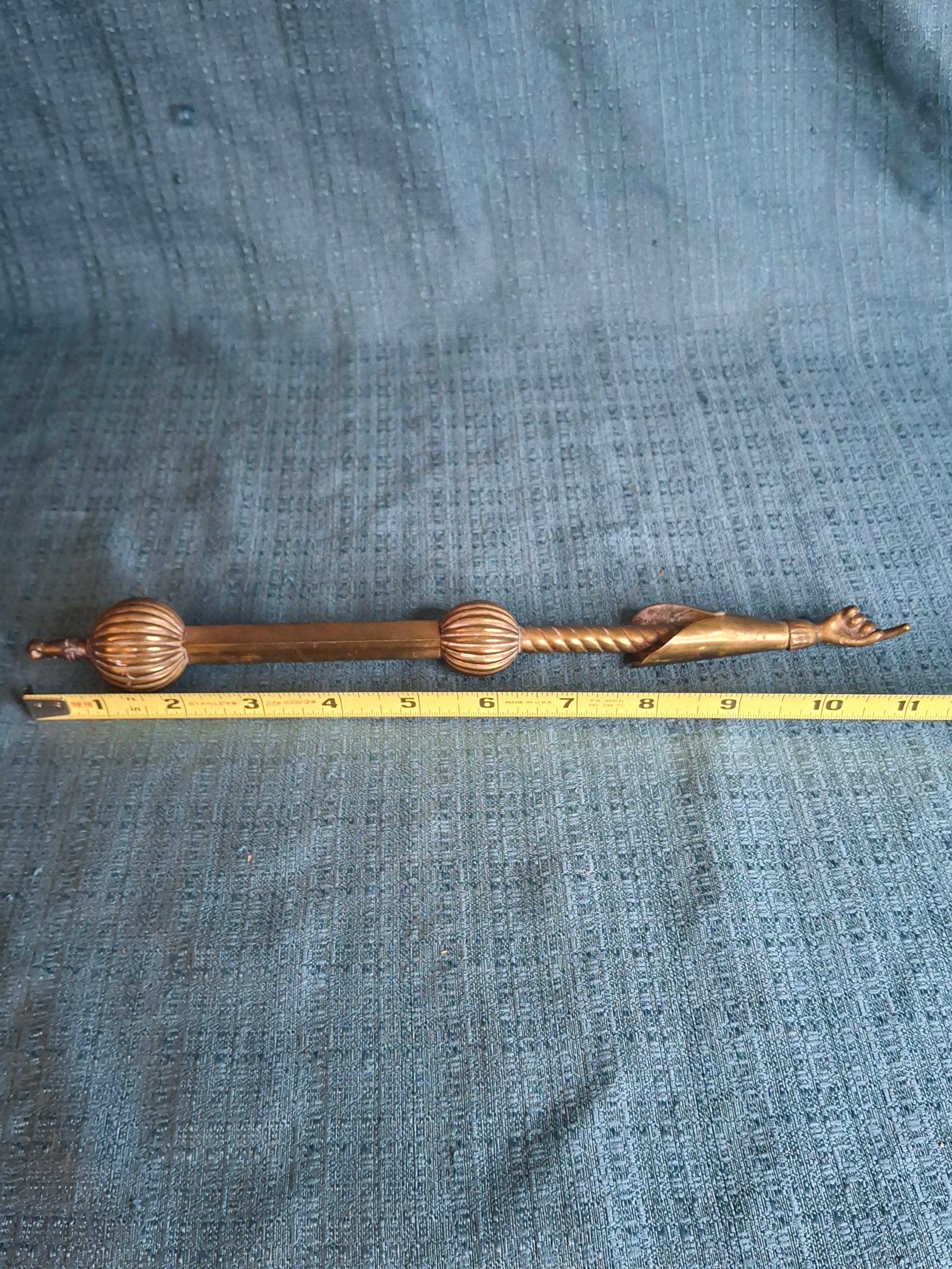 HISTORIC 19th C Brass Torah Pointer Heavy 131g Yad 11" European Judaica