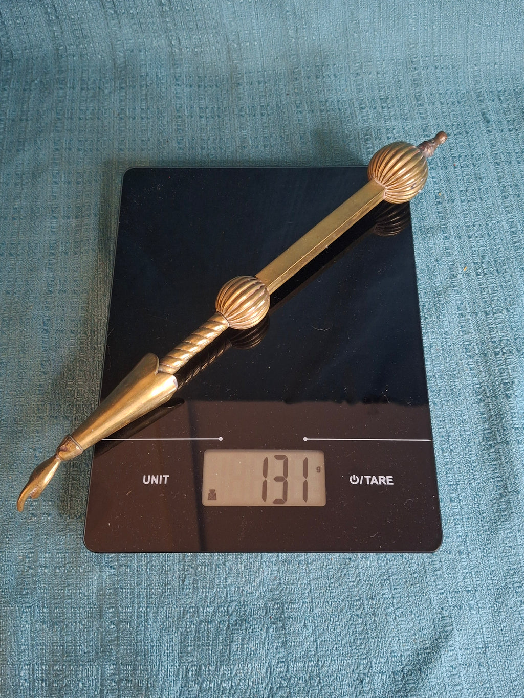 HISTORIC 19th C Brass Torah Pointer Heavy 131g Yad 11" European Judaica