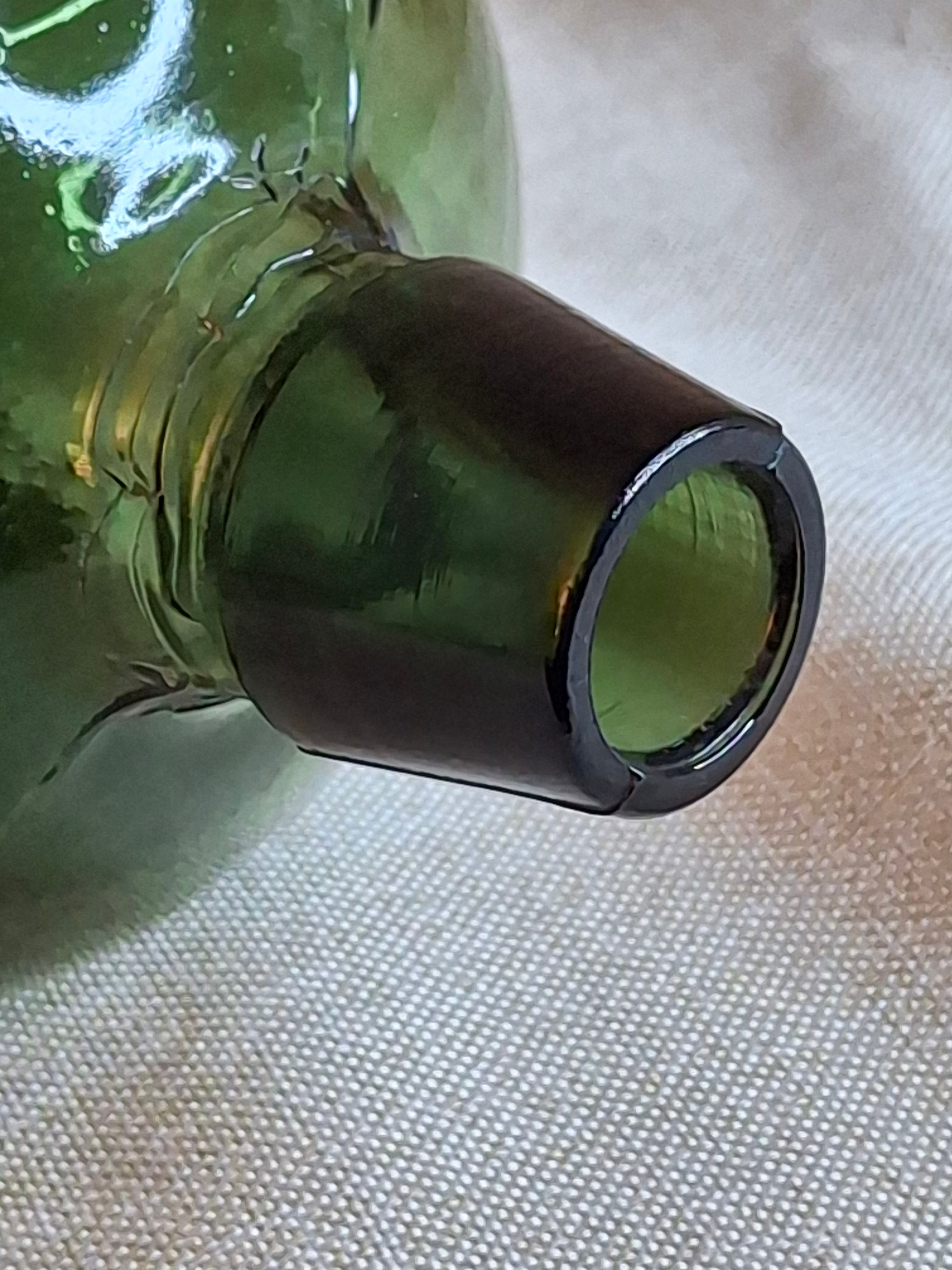 Antique 1880s Olive Green Case Gin Bottle 10" Hand Blown Glass Tapered Square