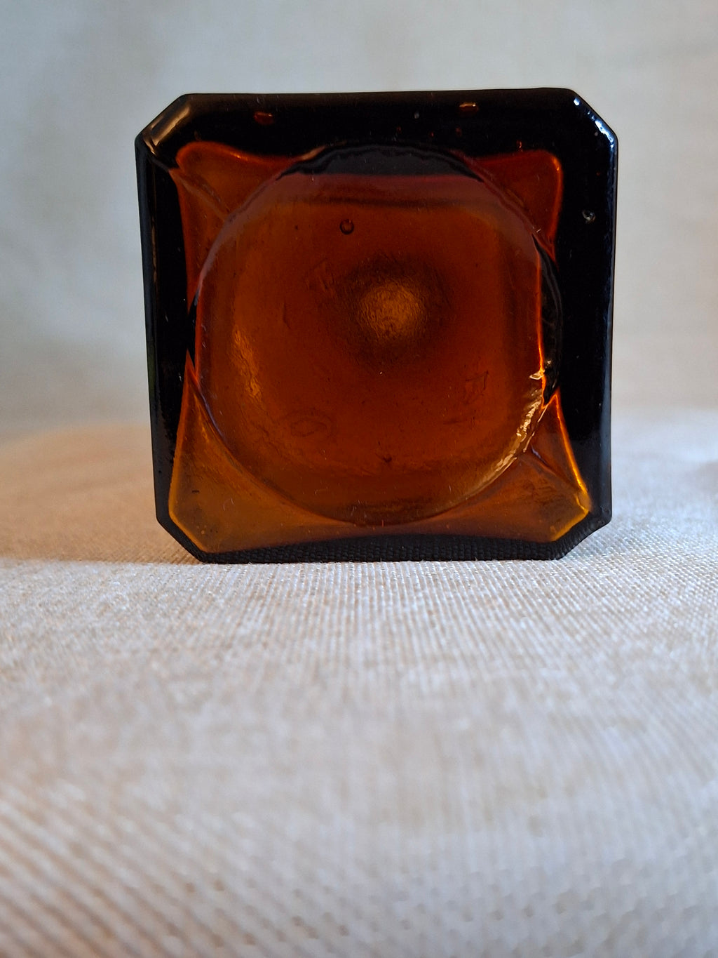 Rare Antique Amber Case Gin Bottle - 19th Century Tapered Square Spirits w/ Embossed Label Plate - Hand-Blown, Excellent Clarity