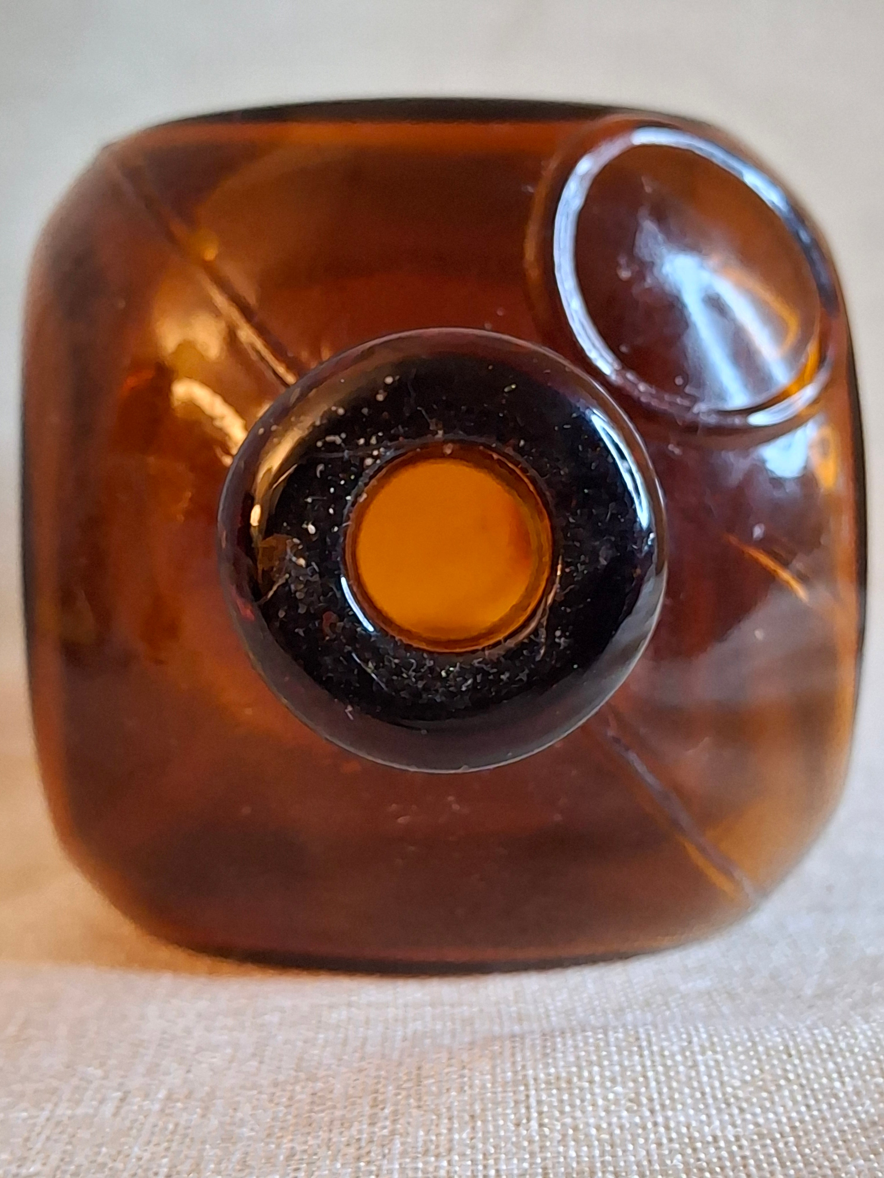 Rare Antique Amber Case Gin Bottle - 19th Century Tapered Square Spirits w/ Embossed Label Plate - Hand-Blown, Excellent Clarity