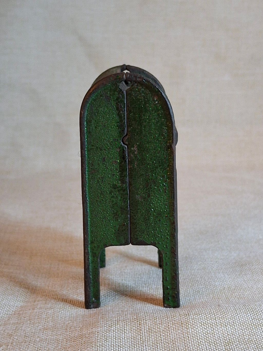 Antique Cast Iron U.S. Mail Box Still Bank Green Paint Tooth Slot A.C. Williams