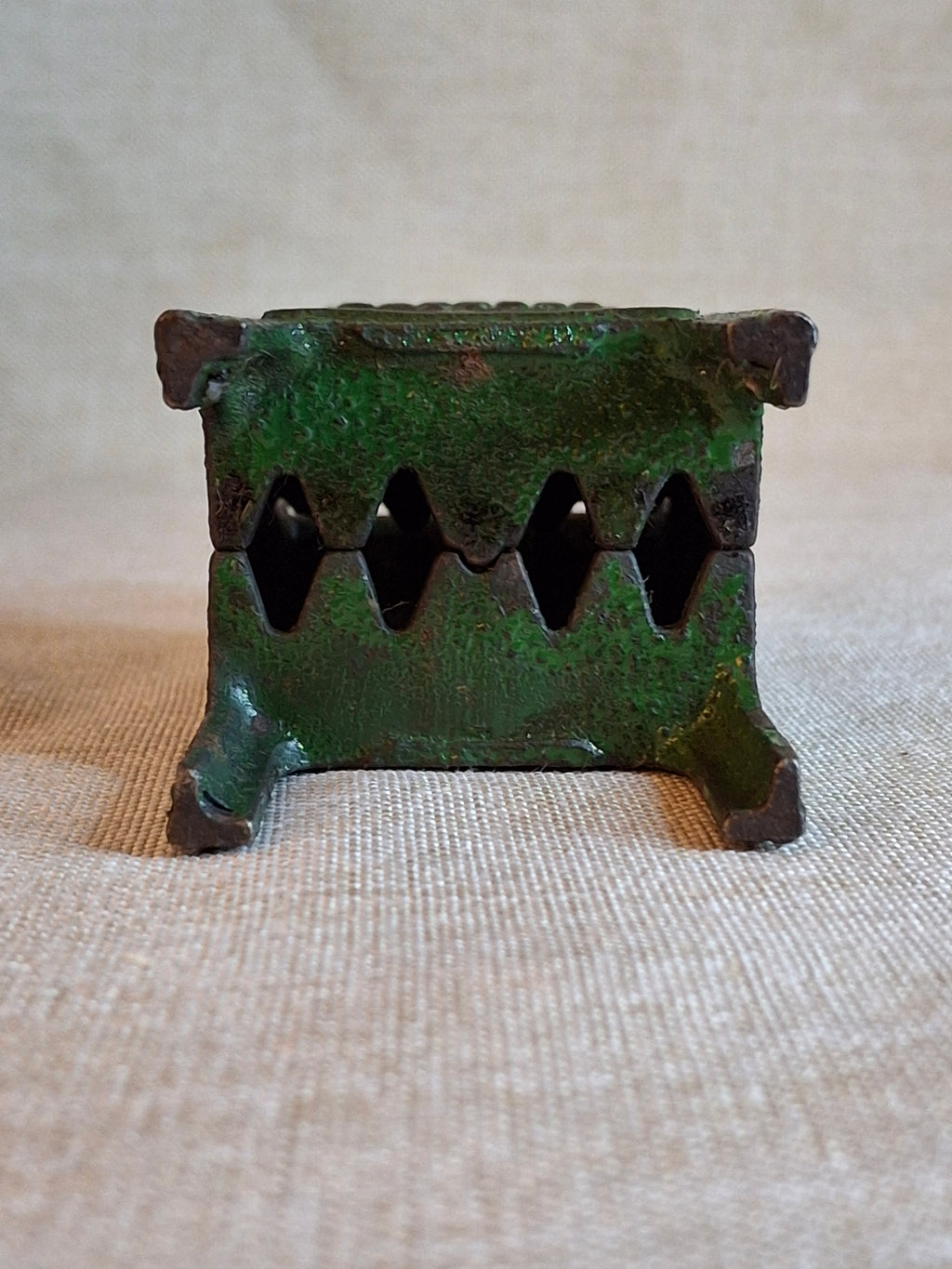 Antique Cast Iron U.S. Mail Box Still Bank Green Paint Tooth Slot A.C. Williams