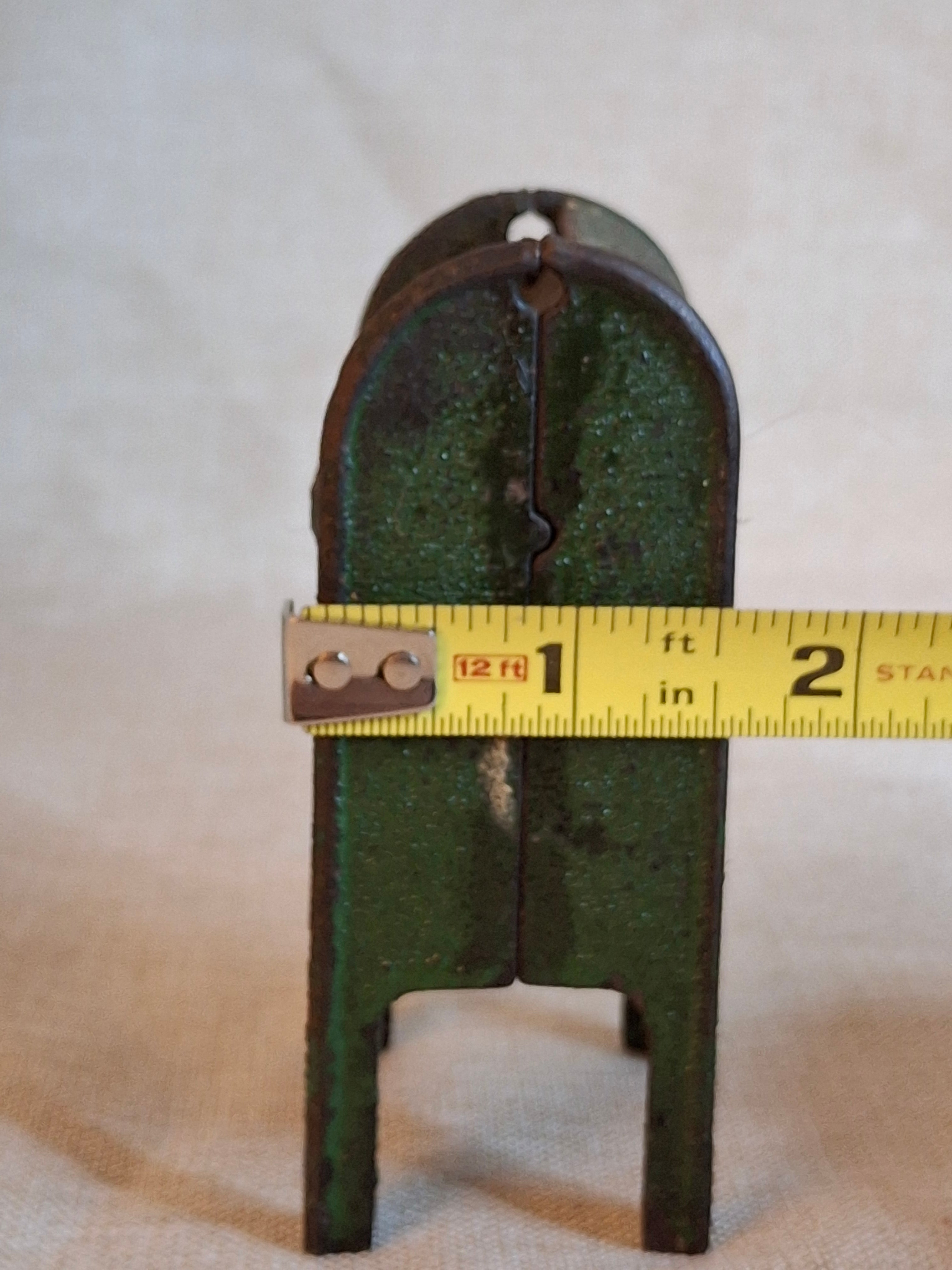Antique Cast Iron U.S. Mail Box Still Bank Green Paint Tooth Slot A.C. Williams