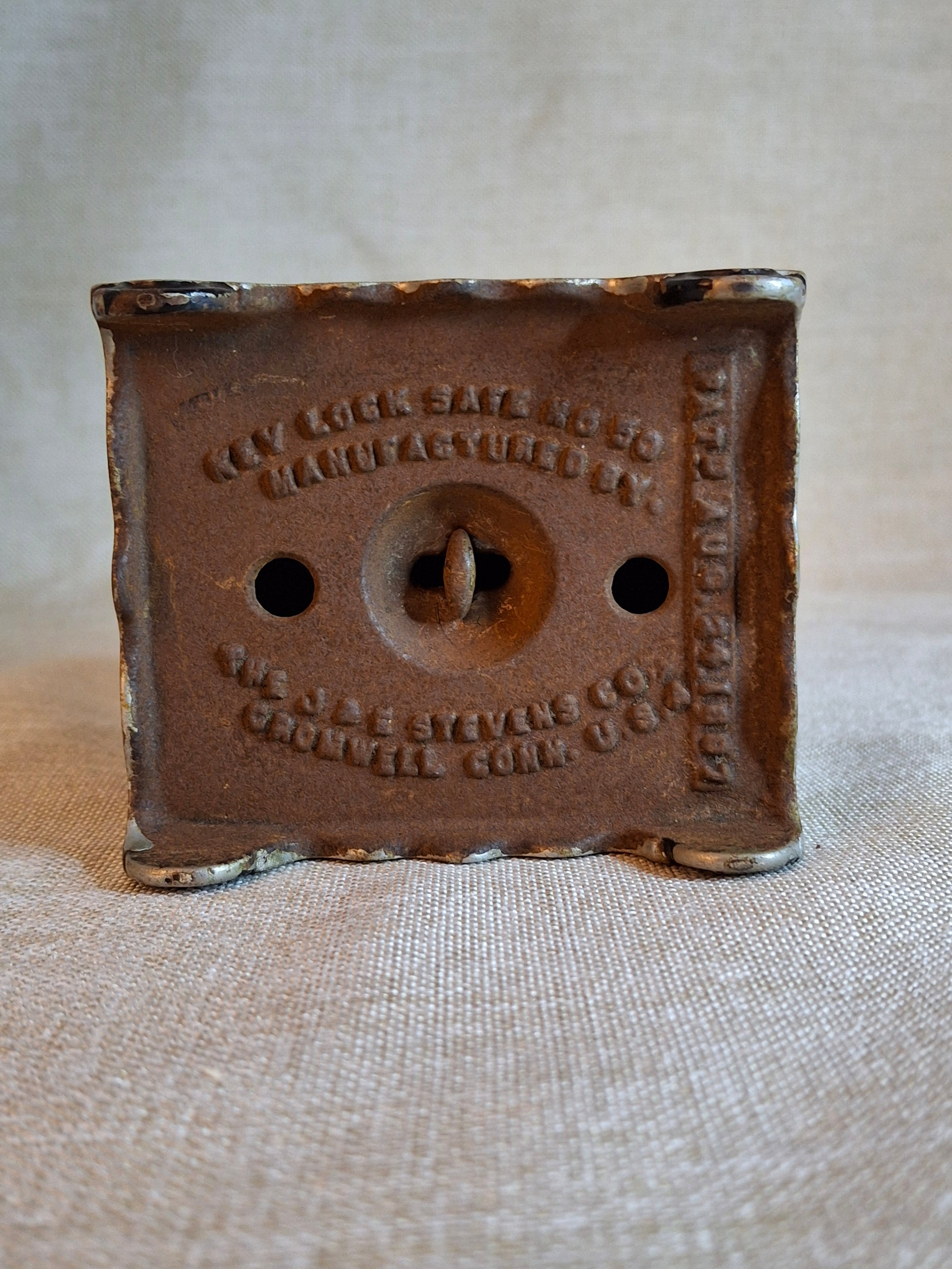 Antique J. & E. Stevens "Key Lock Safe" No. 50 Cast Iron Bank - Pat. 1897
