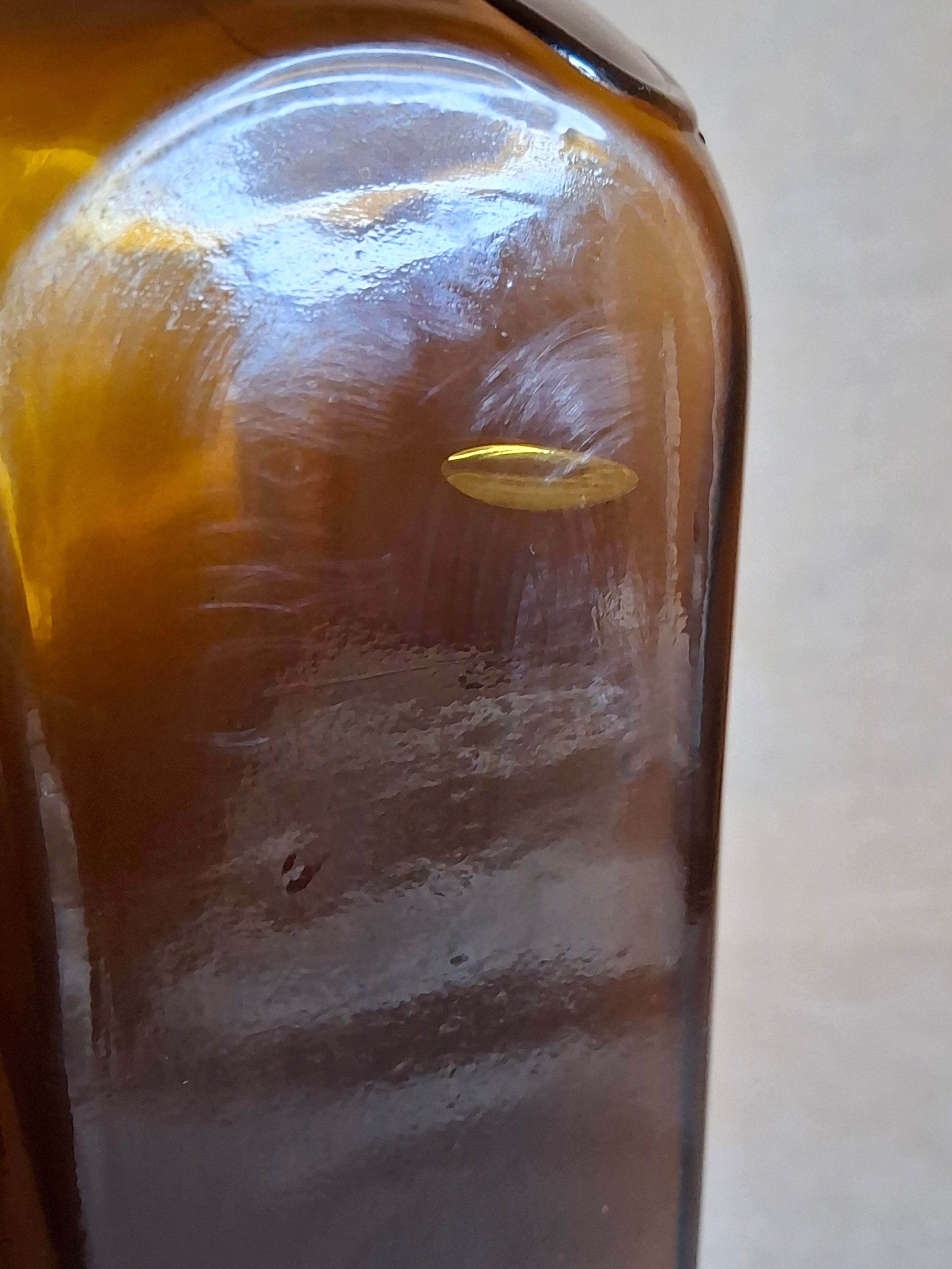 Antique Amber Case Gin Bottle 1880s Tapered Square Aromatic Schnapps Blank 9"