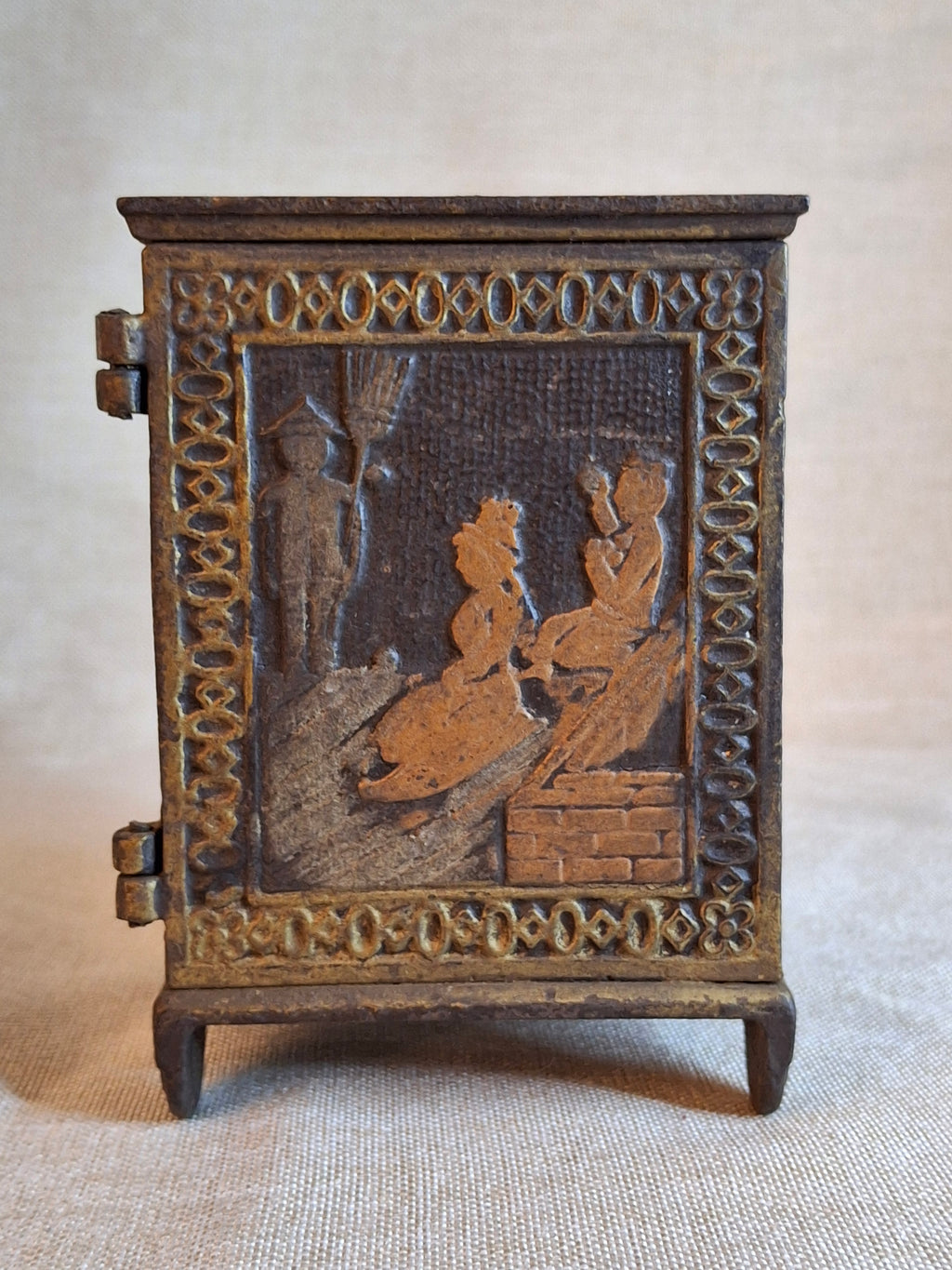 Antique Young America Cast Iron Safe Still Bank Penny Farthing Bicycle J. & E. Stevens c. 1880s