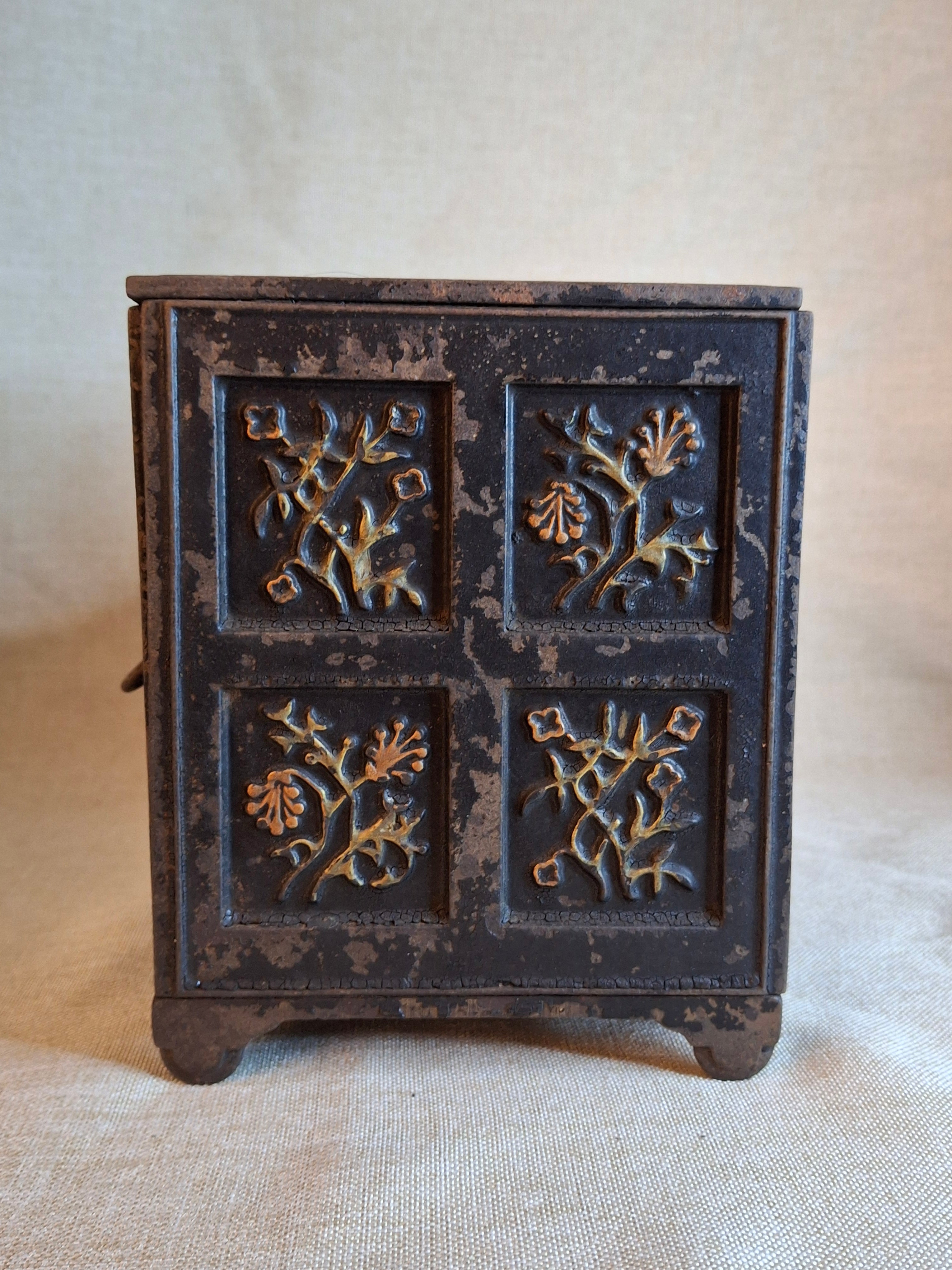 Antique Cast Iron SECURITY SAFE DEPOSIT Bank Triple Combination Drawers 1887 Pat