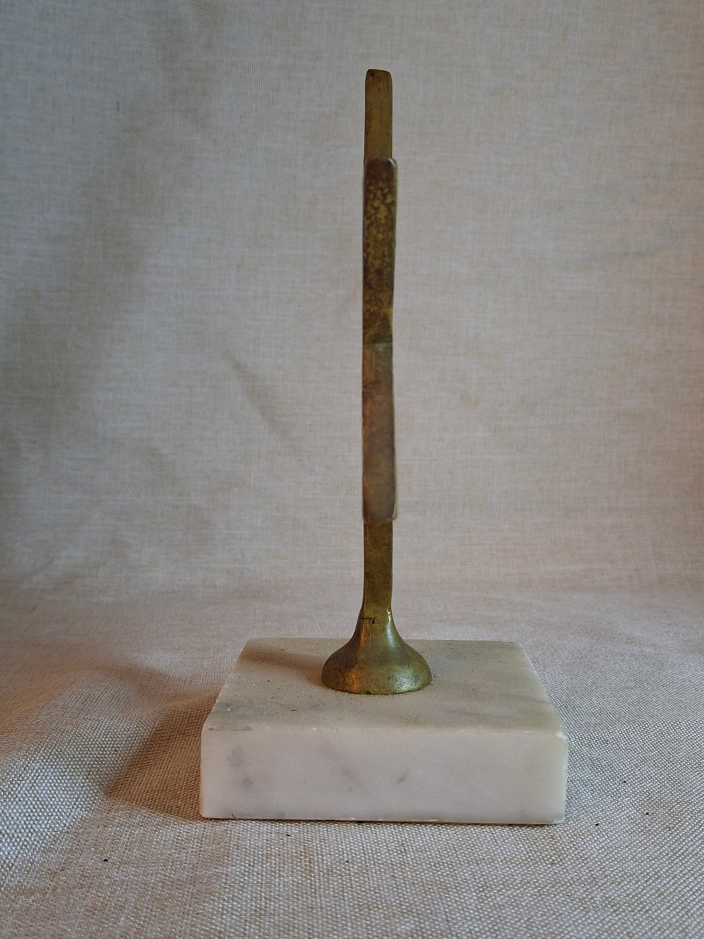 Vintage Israeli Brass Star of David Sculpture with Hebrew "Tzion" on Marble Base
