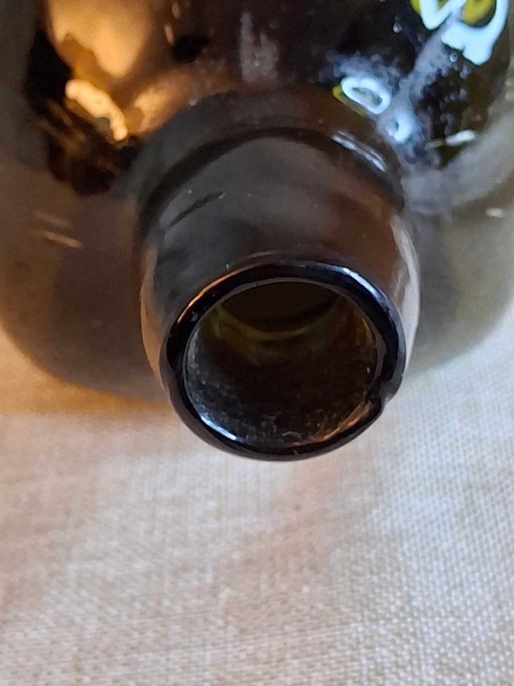 Antique Olive Green Blown Glass Case Gin Bottle Tapered 19th Century Applied Lip