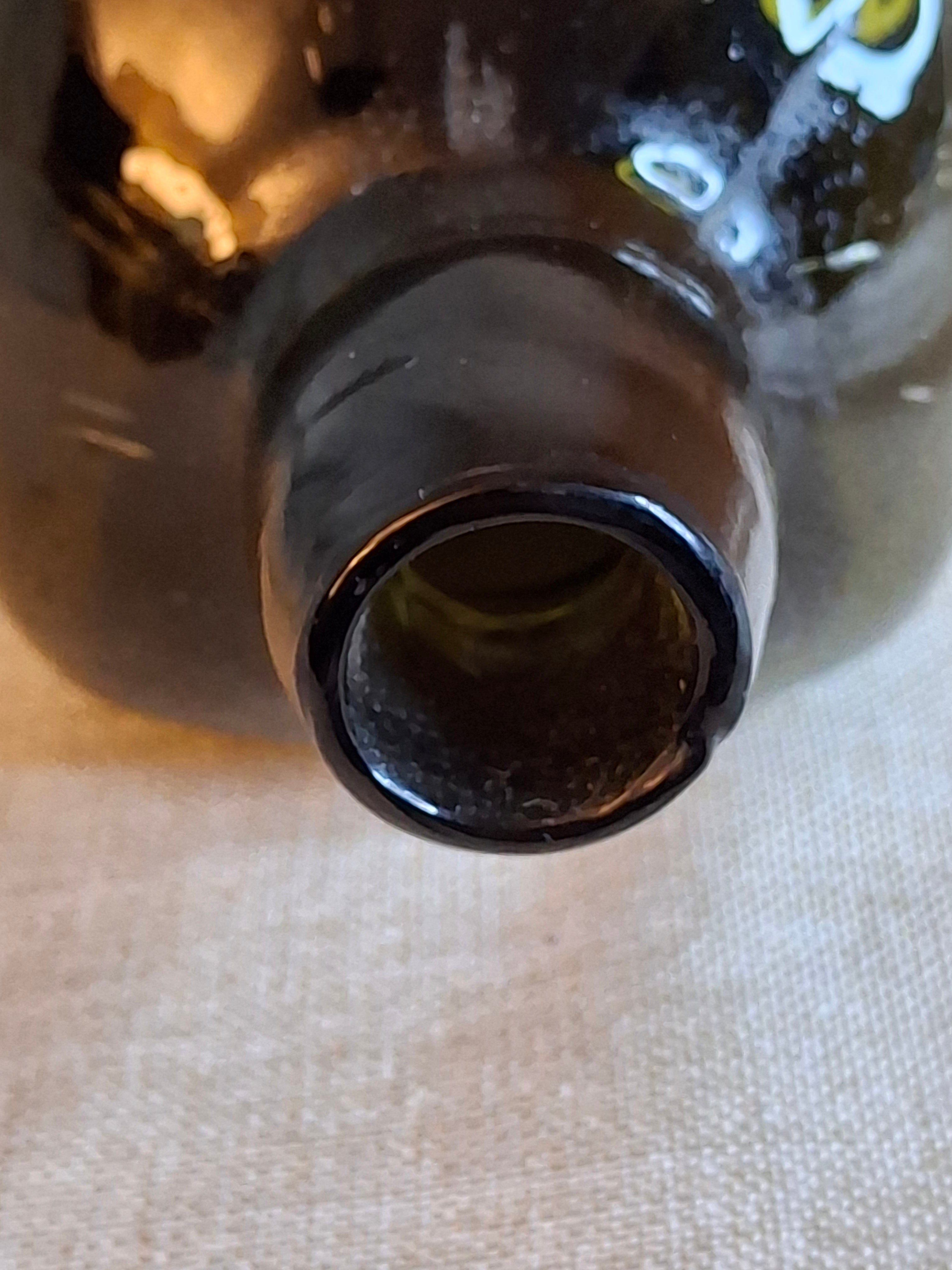 Antique Olive Green Blown Glass Case Gin Bottle Tapered 19th Century Applied Lip