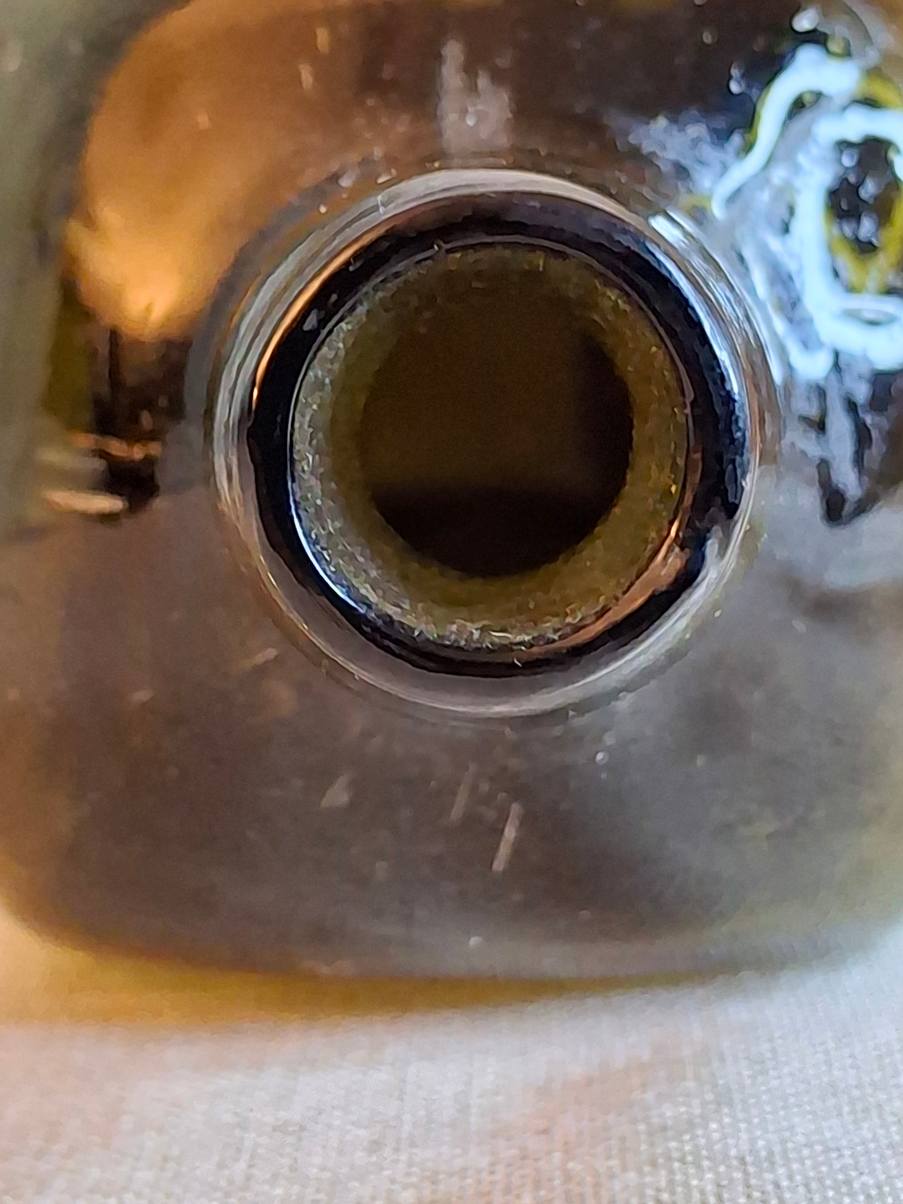 Antique Olive Green Blown Glass Case Gin Bottle Tapered 19th Century Applied Lip