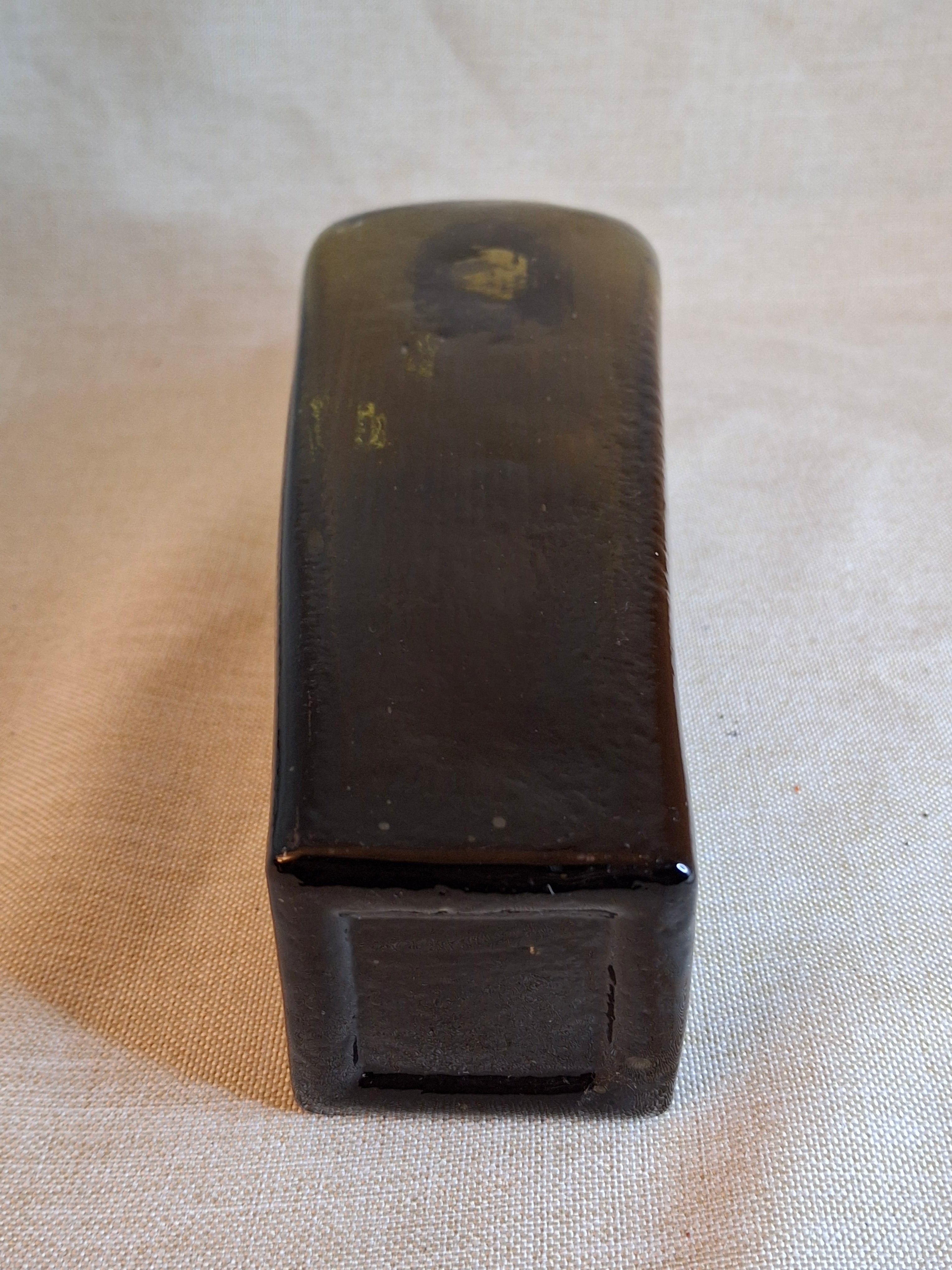 Antique Olive Green Blown Glass Case Gin Bottle Tapered 19th Century Applied Lip