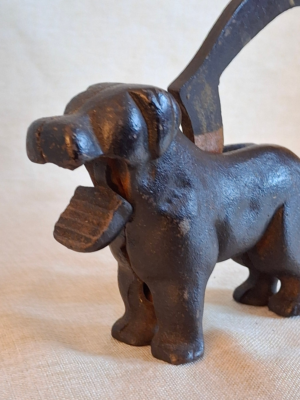Antique Victorian Cast Iron Figural Dog Nutcracker – Original Heavyweight Mechanical Lever