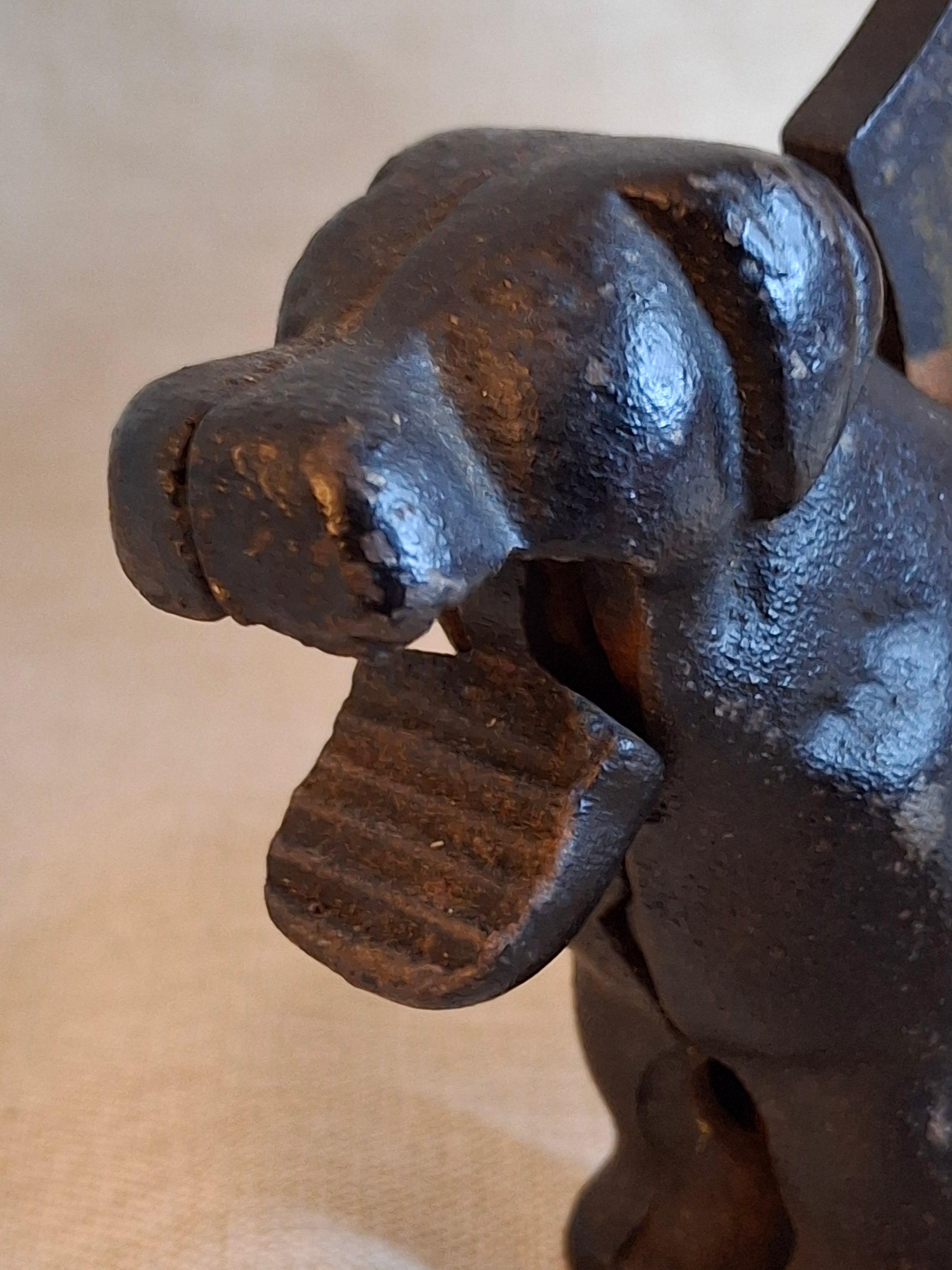 Antique Victorian Cast Iron Figural Dog Nutcracker – Original Heavyweight Mechanical Lever