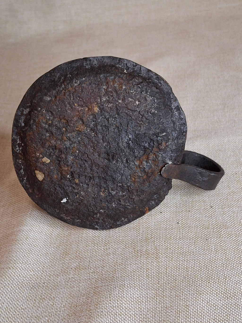 Early Hand Forged Iron Chamberstick Candle Holder Primitive Folk Art Lighting