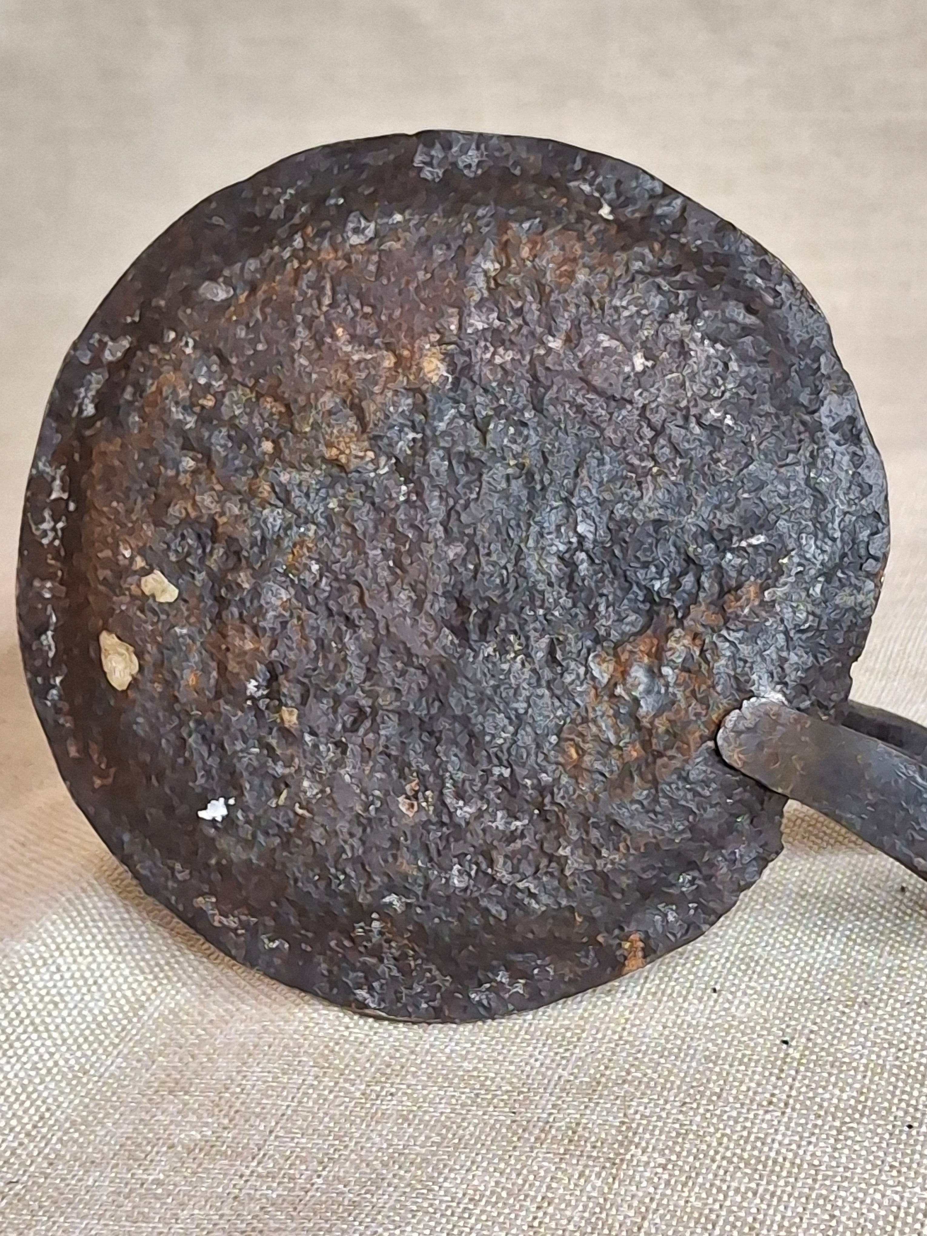 Early Hand Forged Iron Chamberstick Candle Holder Primitive Folk Art Lighting