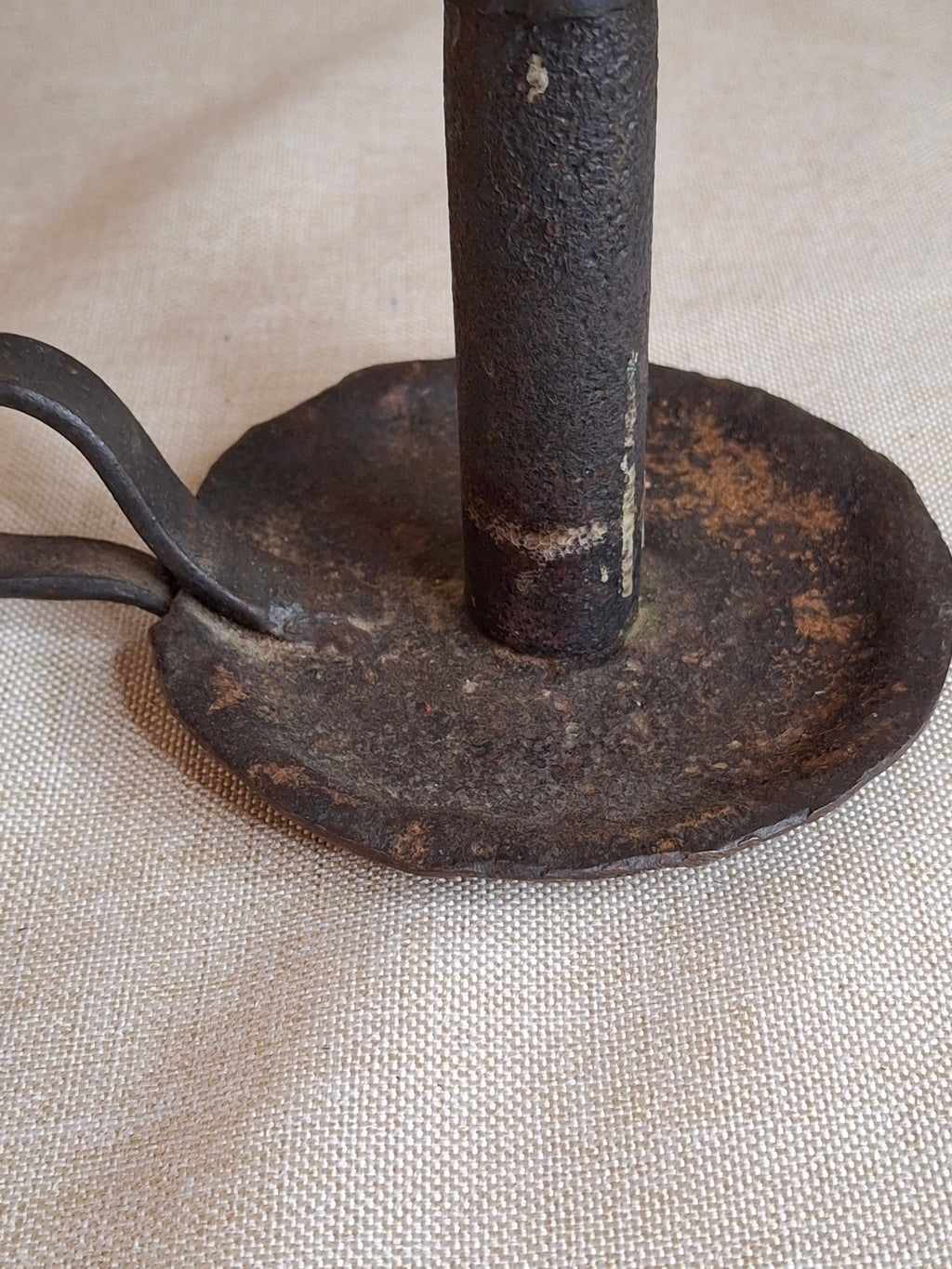 Early Hand Forged Iron Chamberstick Candle Holder Primitive Folk Art Lighting