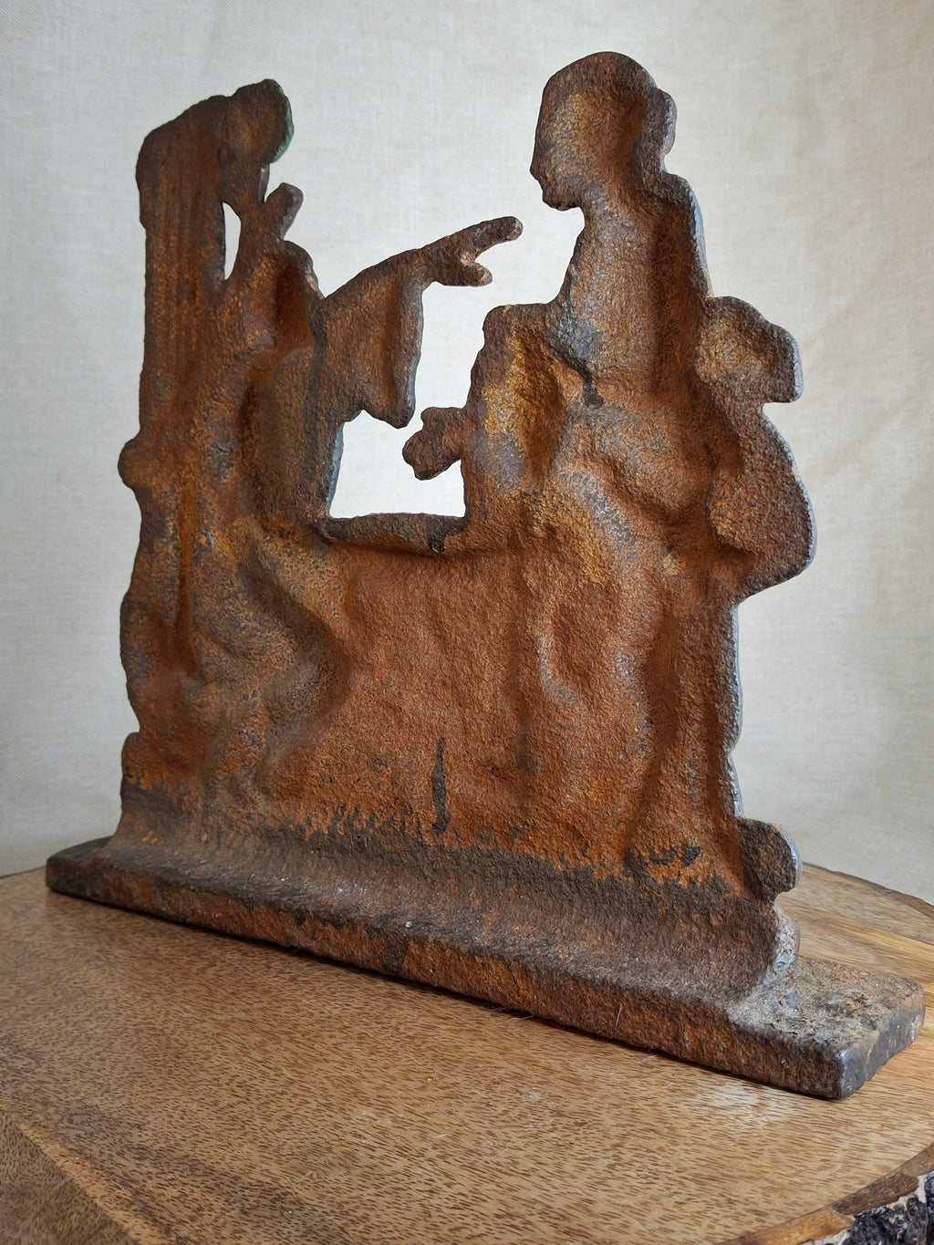 Antique Cast Iron Rebecca at the Well Doorstop Biblical Figural Original Paint