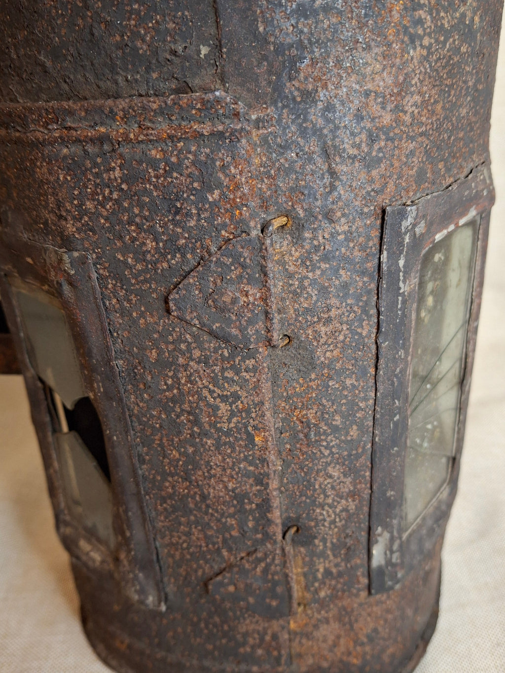 Antique 19th Century Sheet Iron Candle Lantern with Original Glass | Primitive Barn Lighting