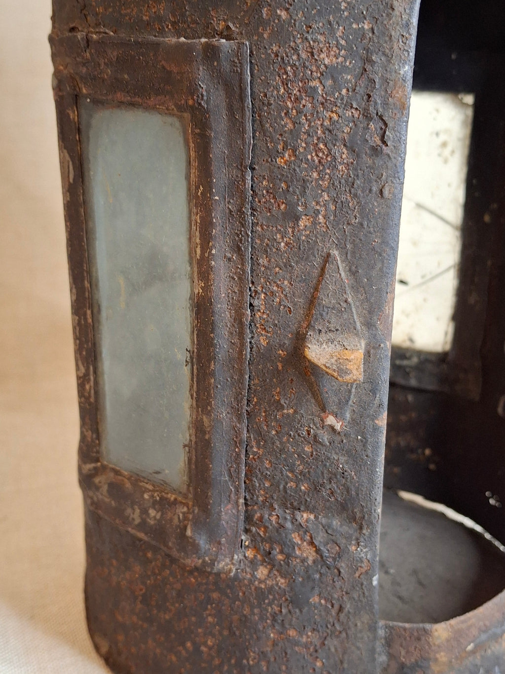 Antique 19th Century Sheet Iron Candle Lantern with Original Glass | Primitive Barn Lighting