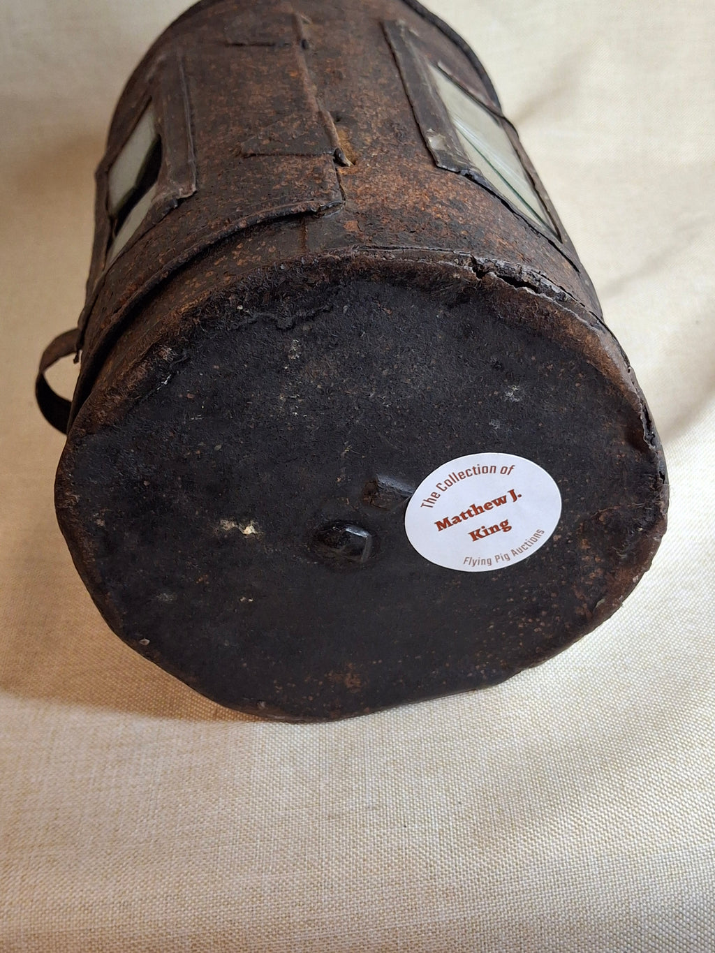 Antique 19th Century Sheet Iron Candle Lantern with Original Glass | Primitive Barn Lighting