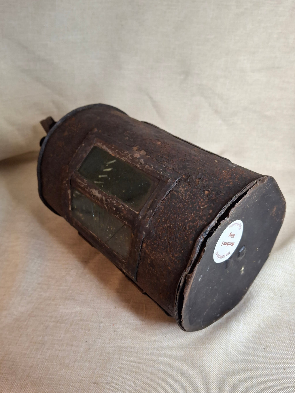Antique 19th Century Sheet Iron Candle Lantern with Original Glass | Primitive Barn Lighting