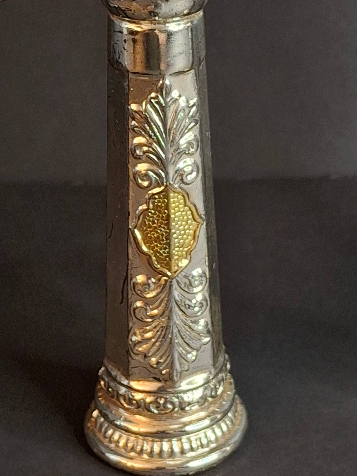Vintage Pair Silver & Gold Plated Resin Torah Finials Rimonim Star of David Bells 12"